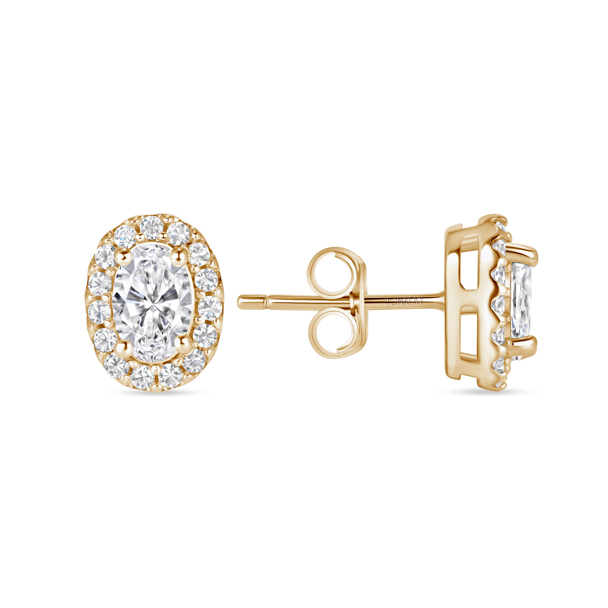 Oval Halo Diamond Studs