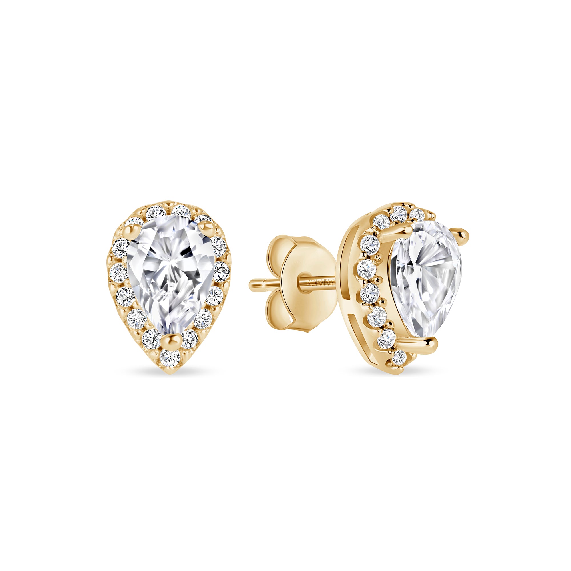 Pear Halo Diamond Studs