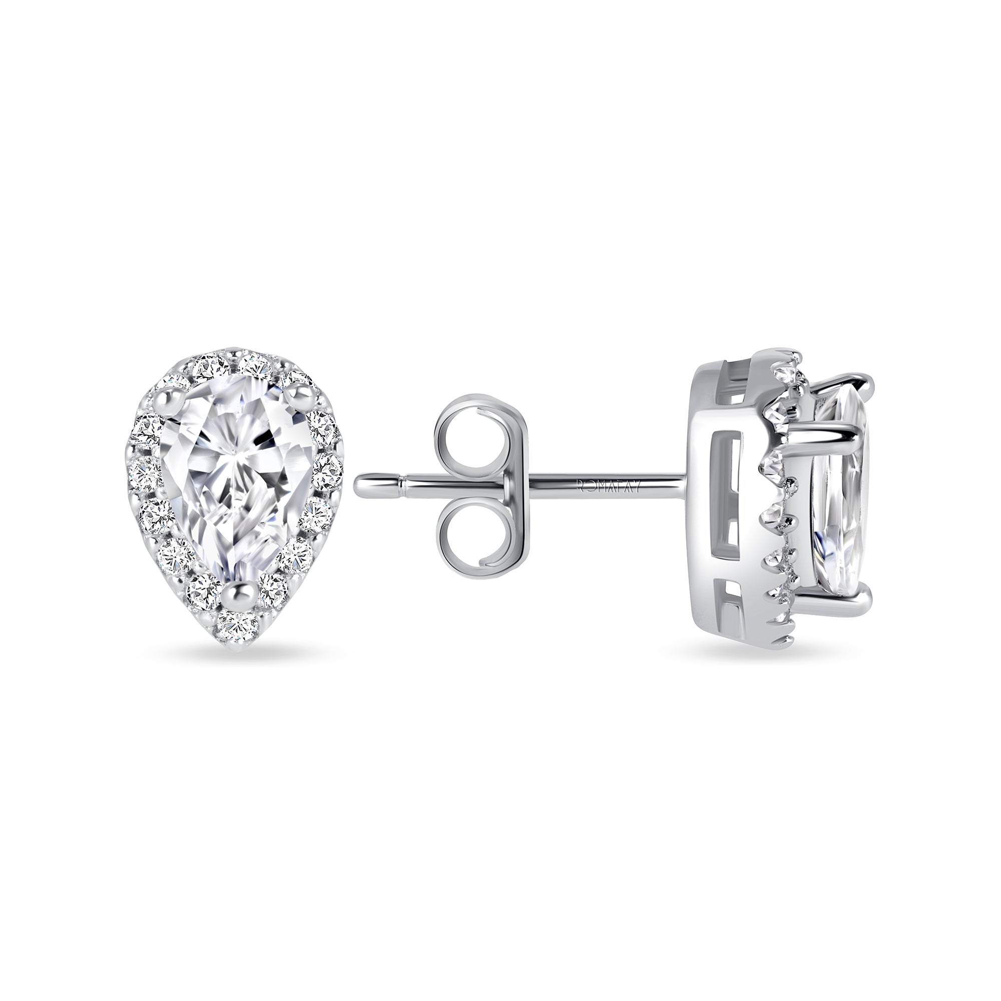 Pear Halo Diamond Studs