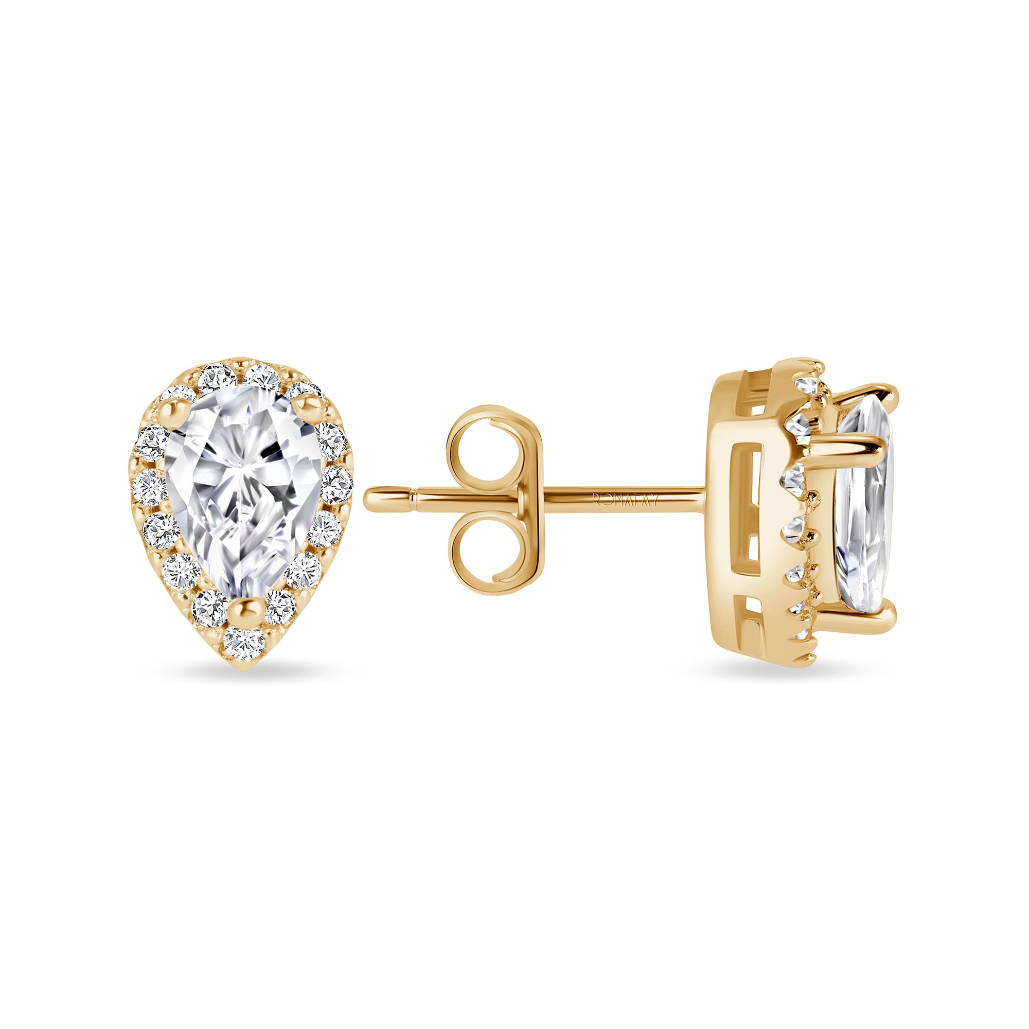 Pear Halo Diamond Studs