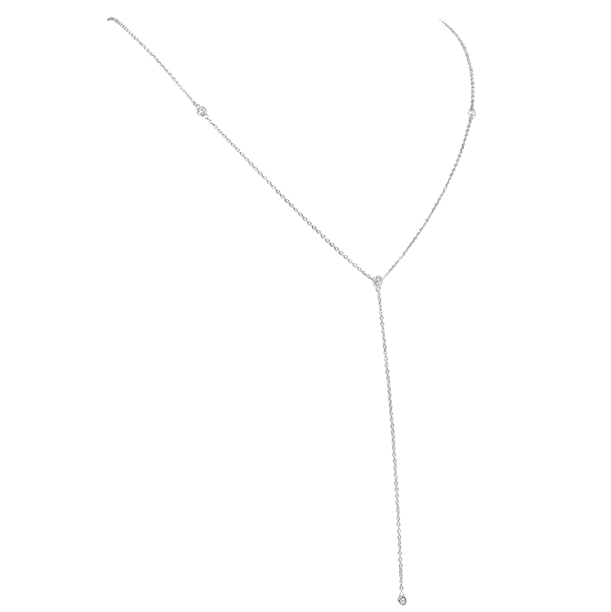 4 Bezel Round Diamond Lariat Necklace