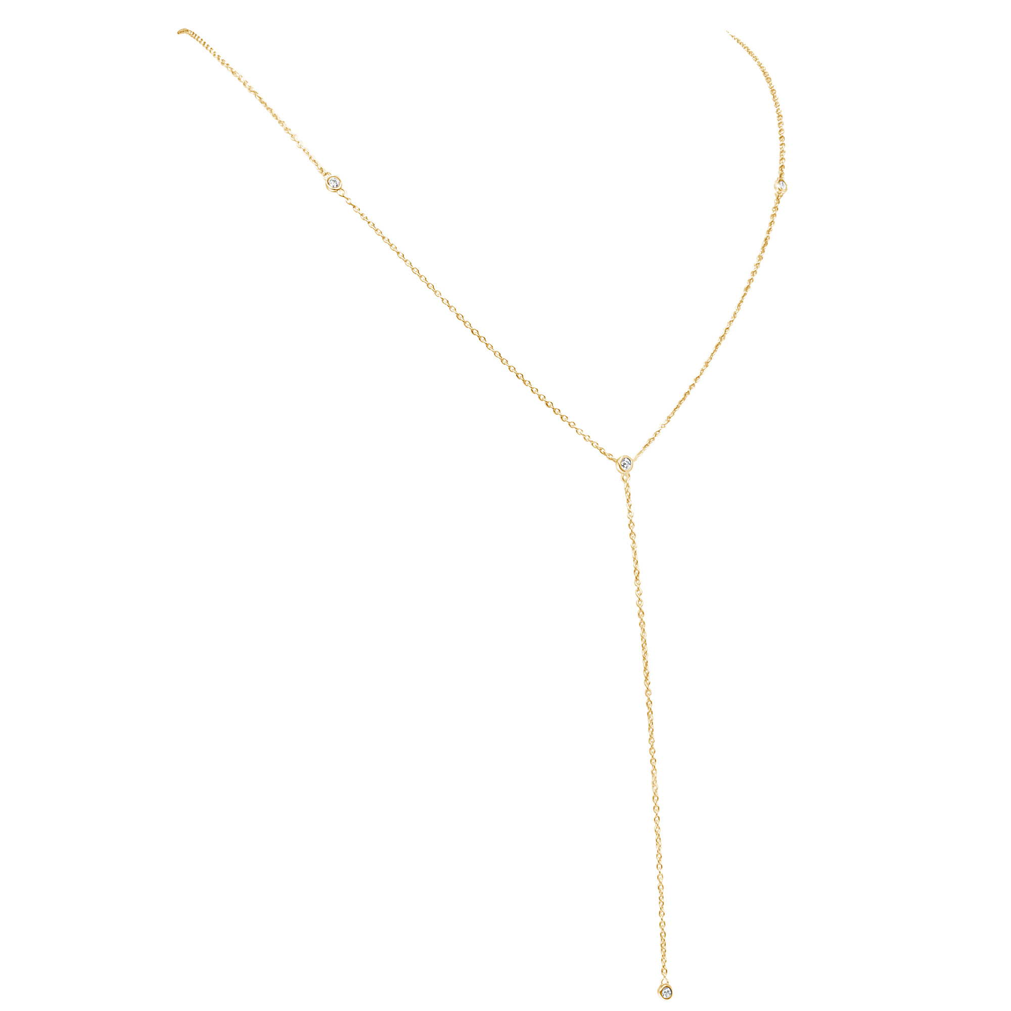 4 Bezel Round Diamond Lariat Necklace