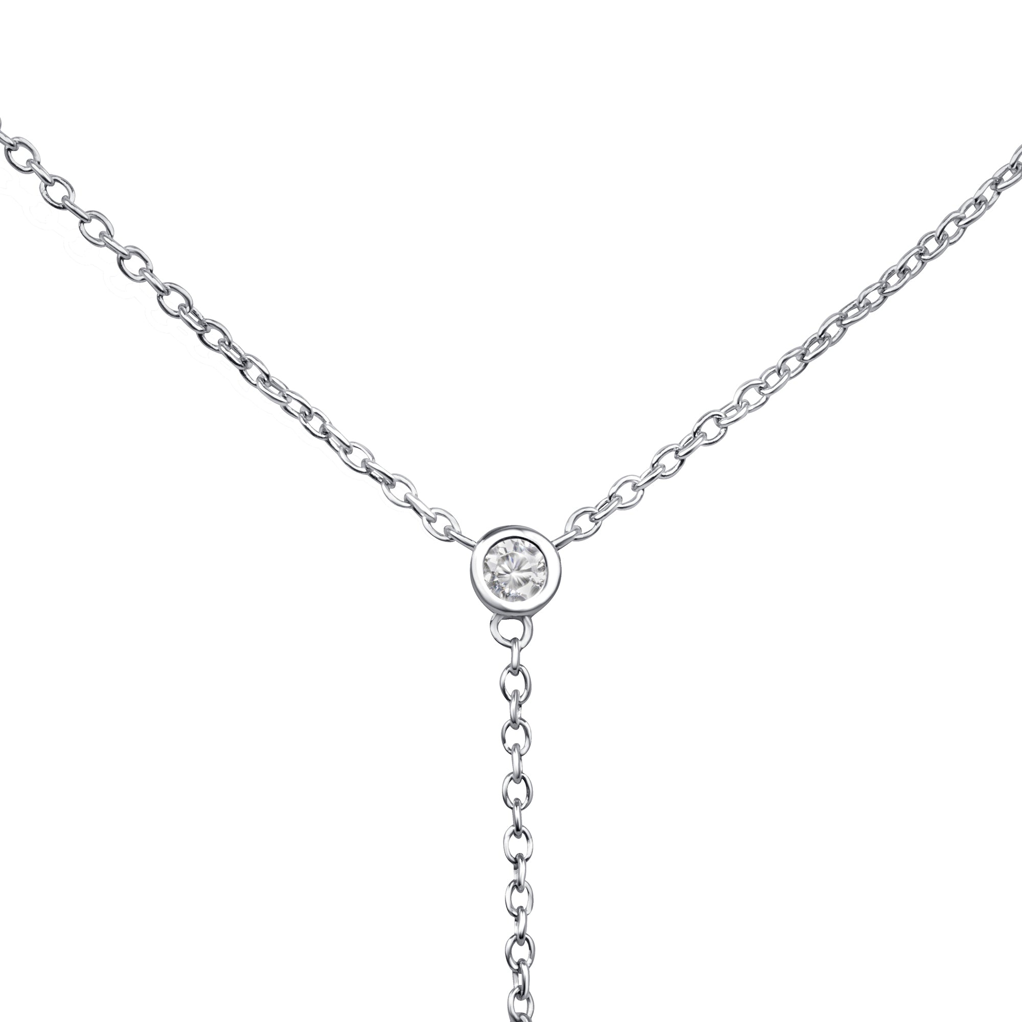 4 Bezel Round Diamond Lariat Necklace