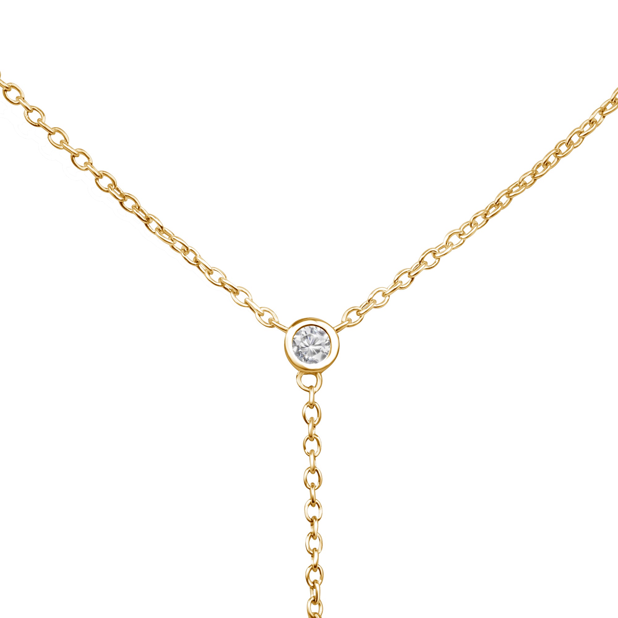 4 Bezel Round Diamond Lariat Necklace