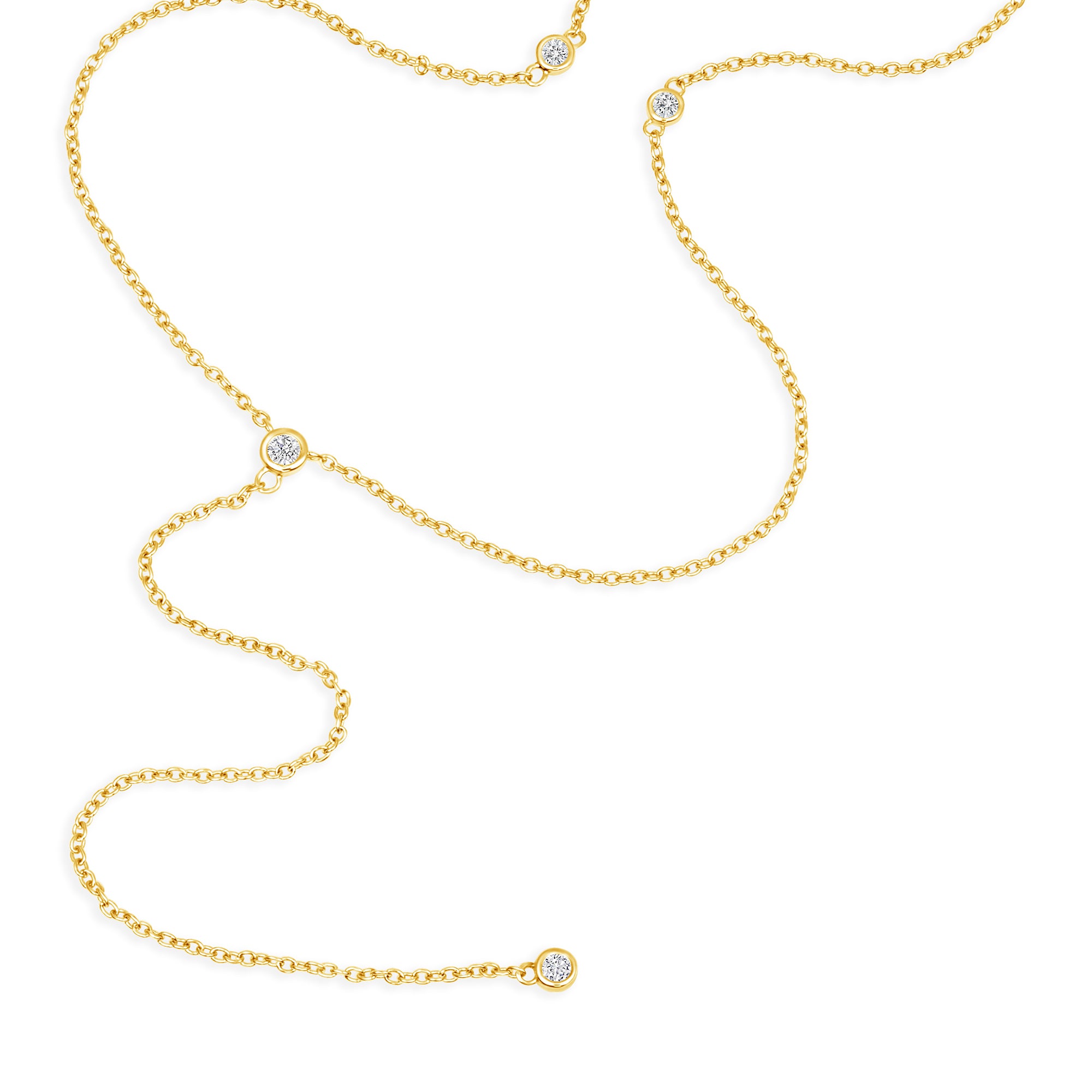 4 Bezel Round Diamond Lariat Necklace