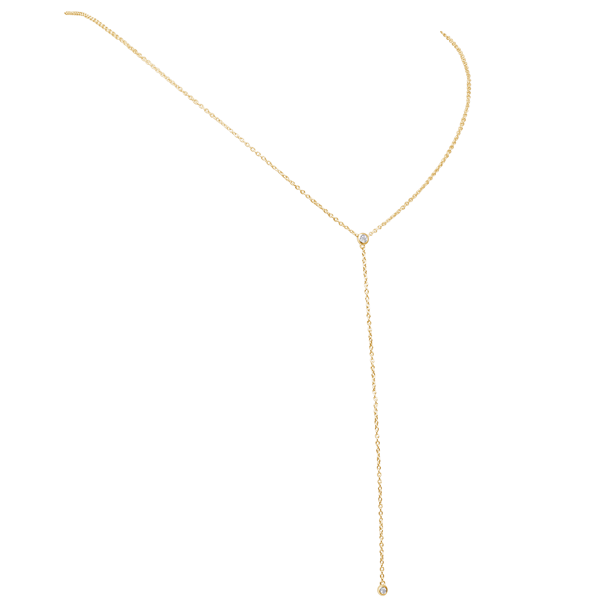 2 Bezel Round Diamond Lariat Necklace