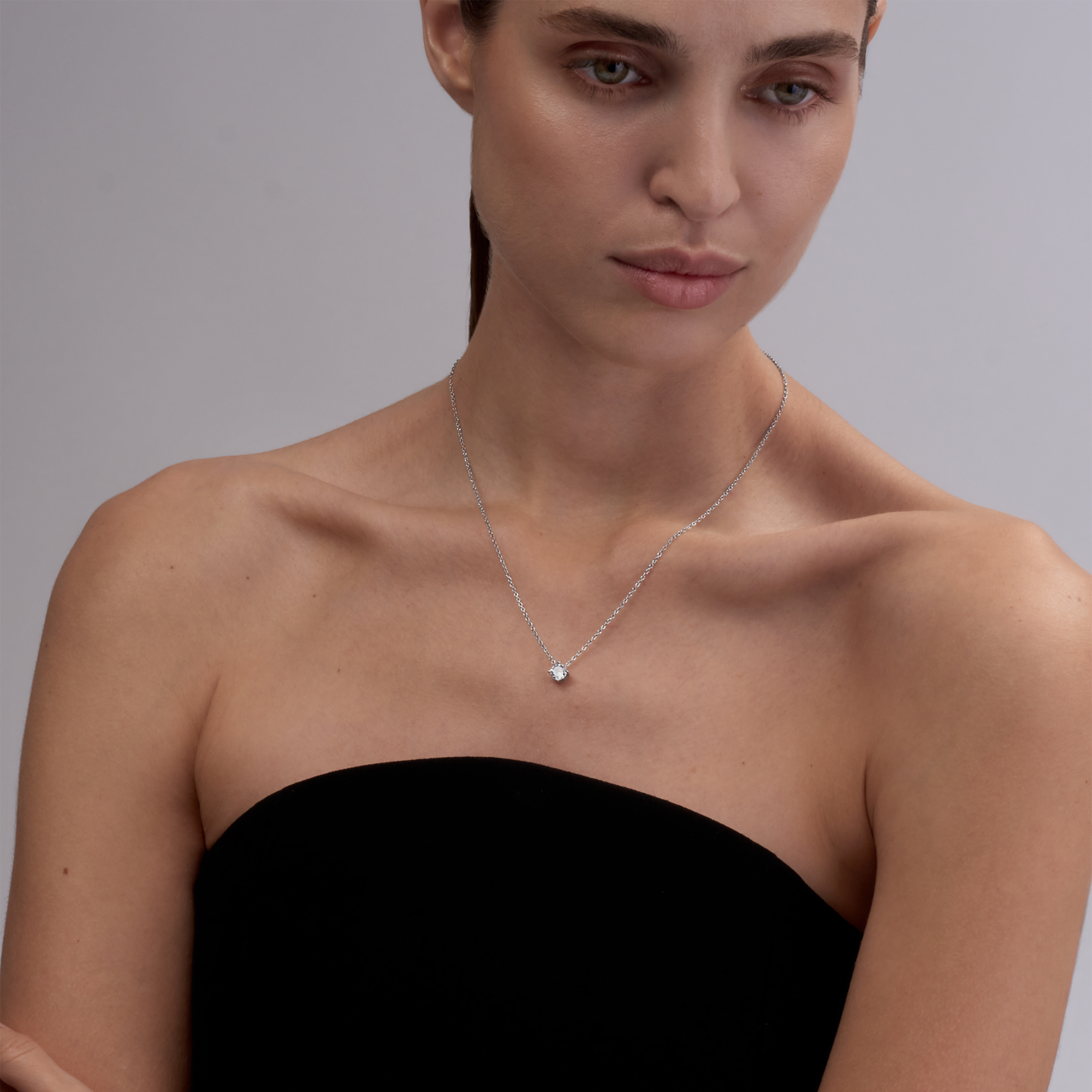 Round Solitaire Pendant Necklace (0.5CT)