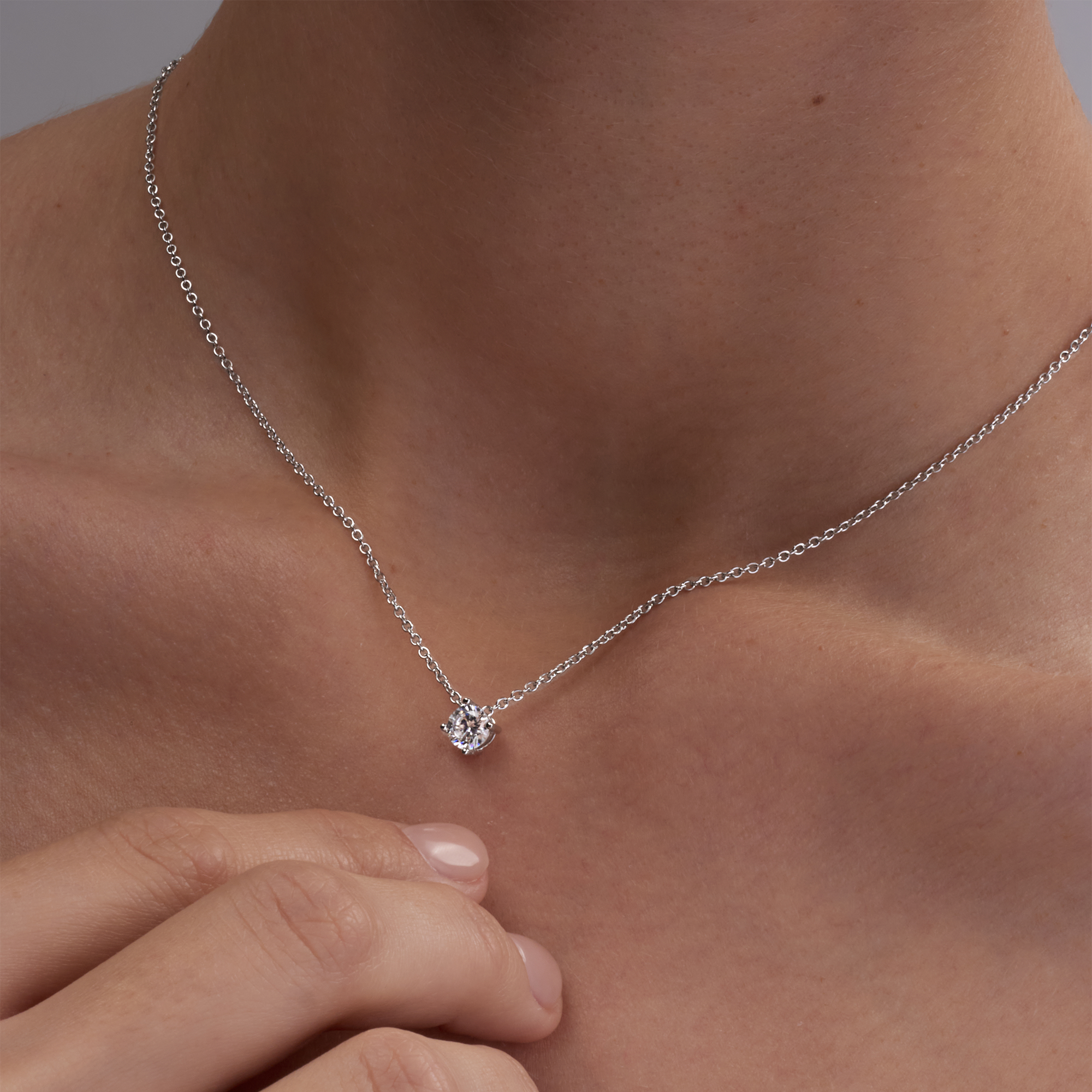Round Solitaire Pendant Necklace (0.75CT)