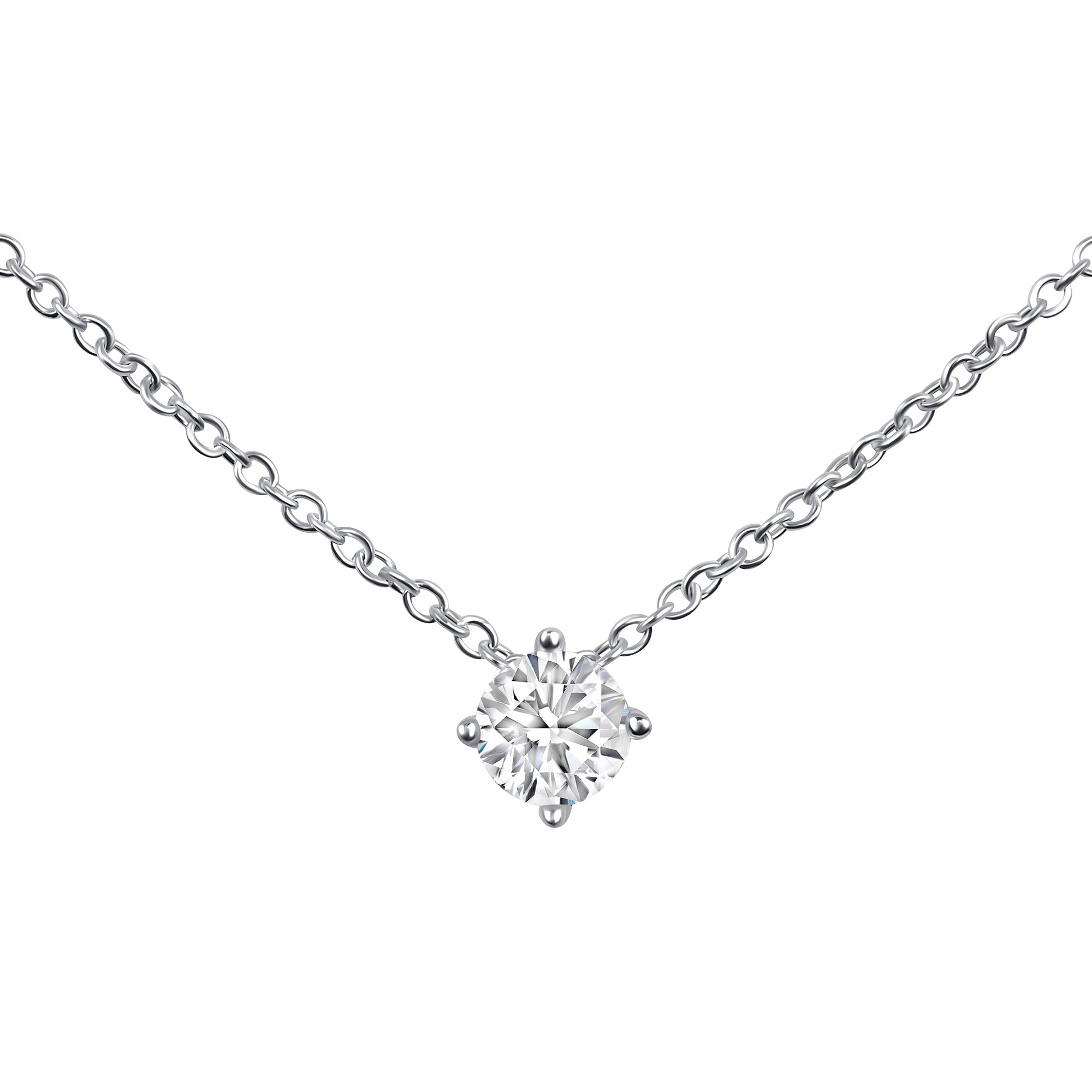 Round Solitaire Pendant Necklace (0.5CT)