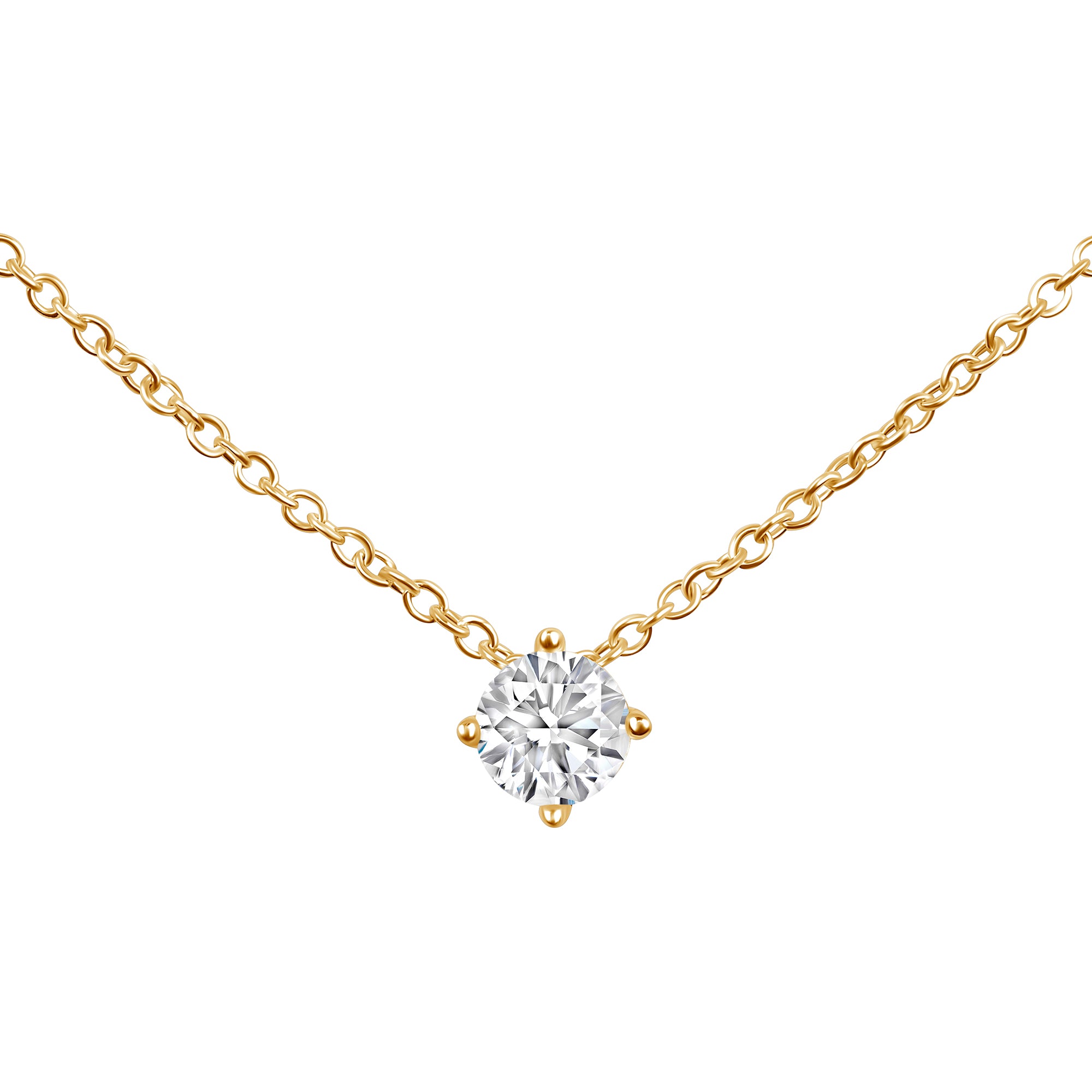 Round Solitaire Pendant Necklace (0.5CT)