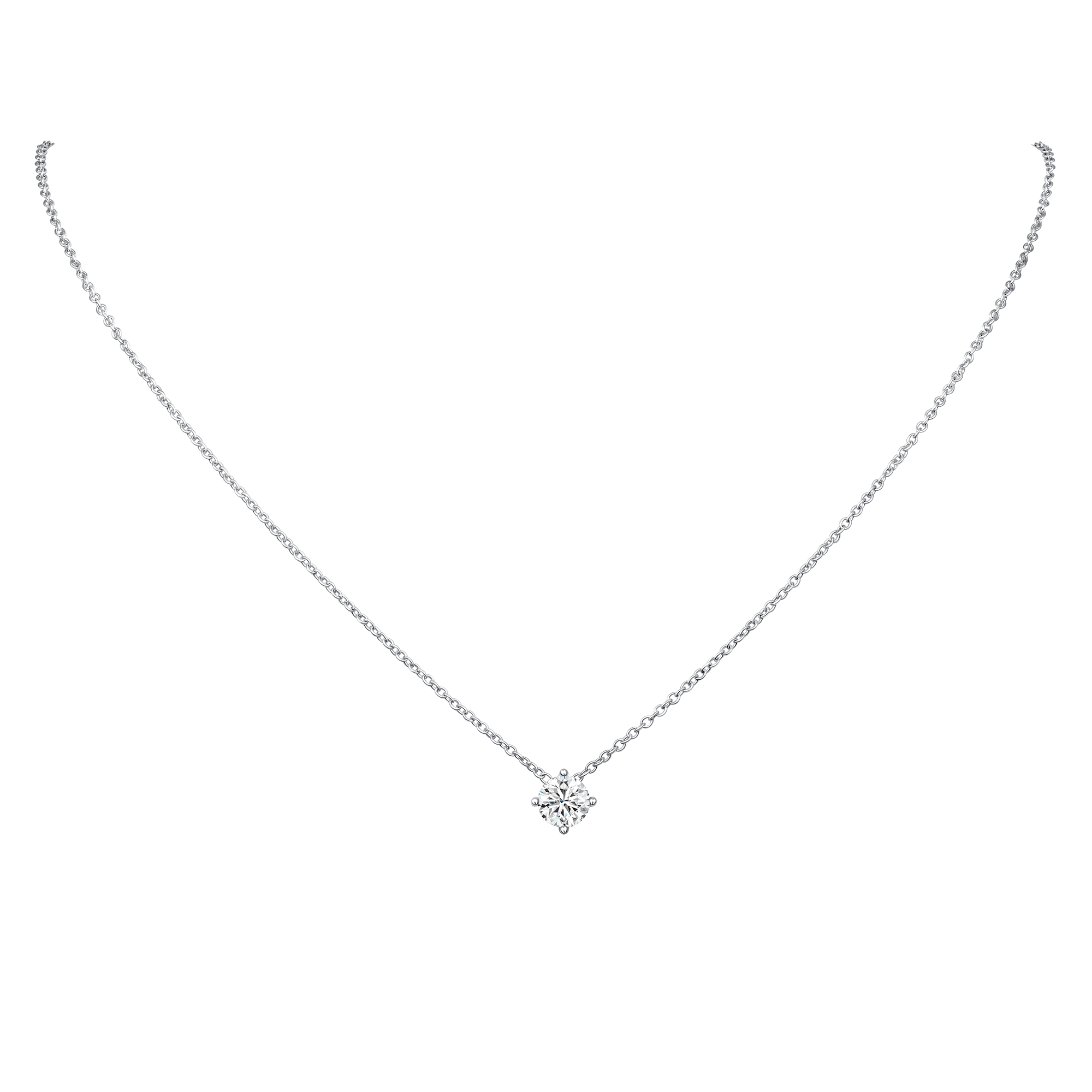 Round Solitaire Pendant Necklace (0.75CT)