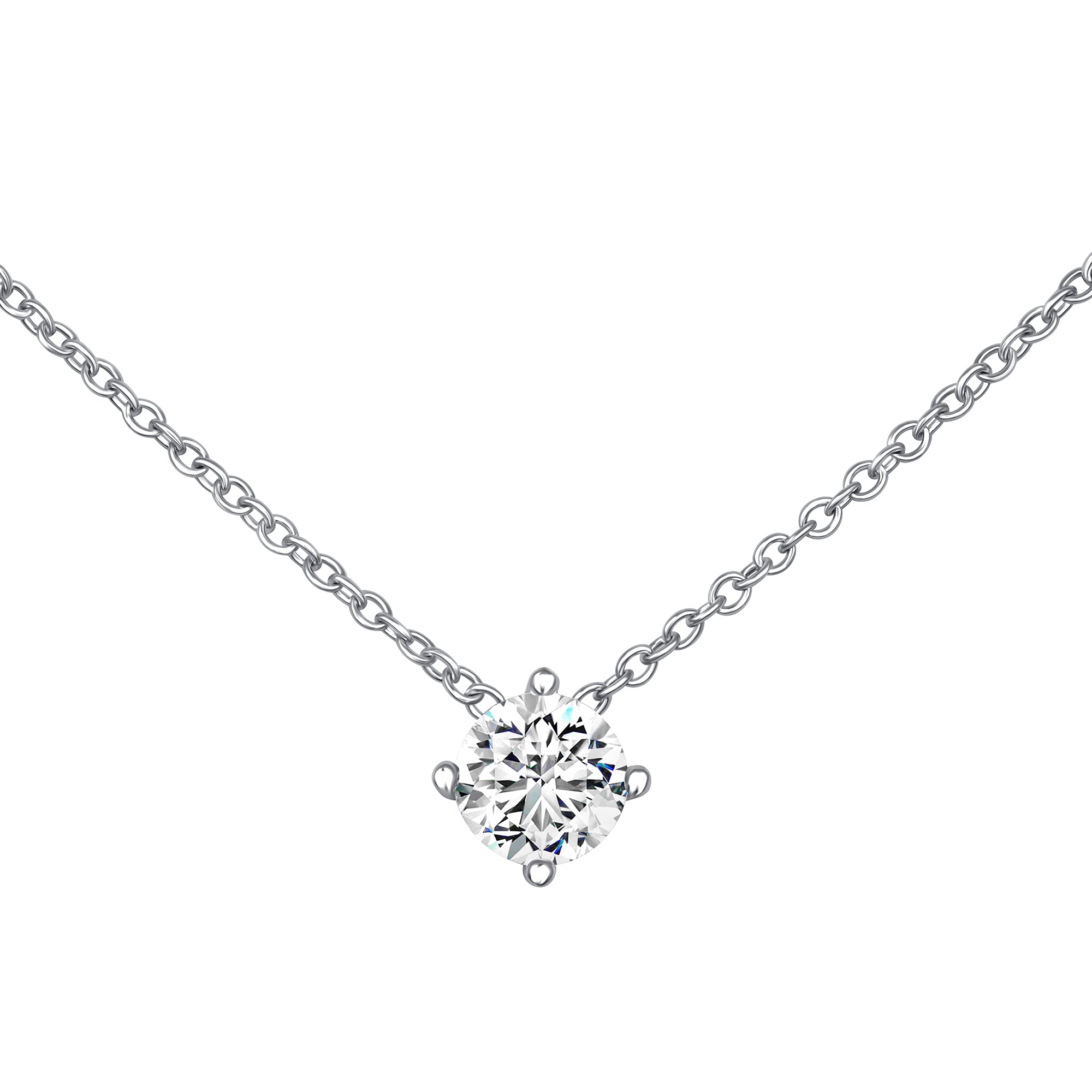 Round Solitaire Pendant Necklace (0.75CT)