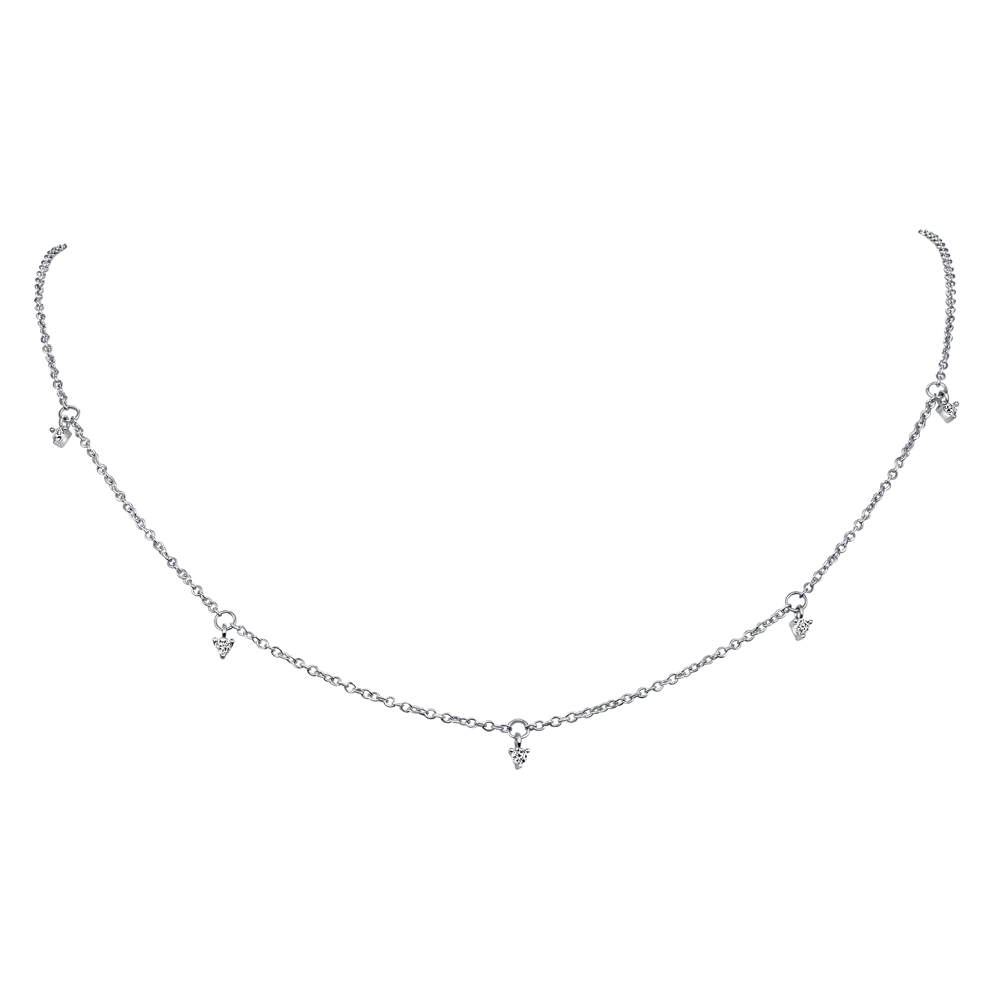 5 Dangling Round Diamond Station Necklace