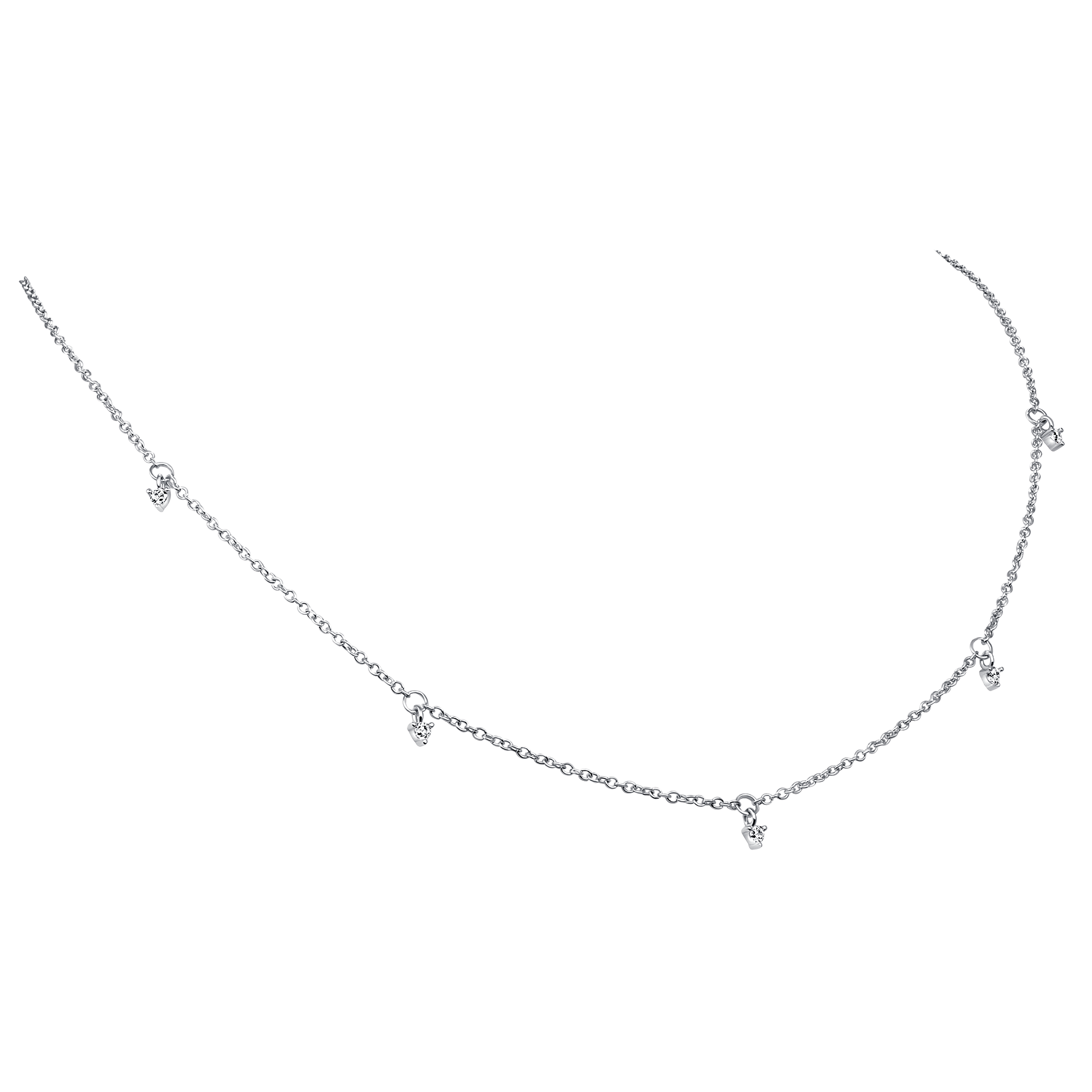 5 Dangling Round Diamond Station Necklace