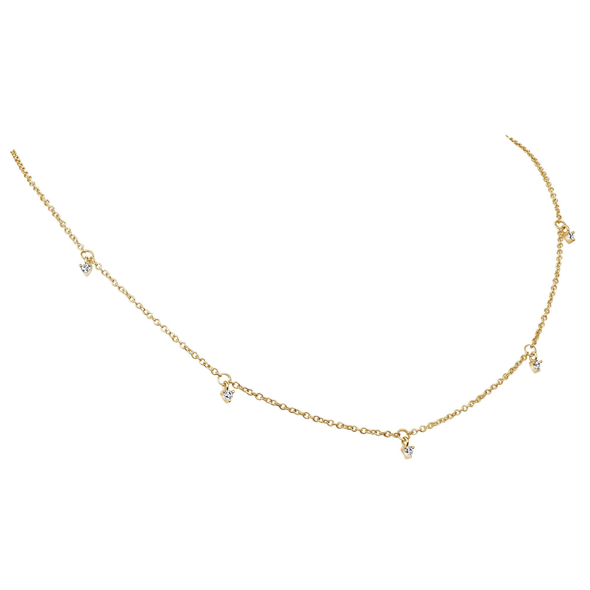5 Dangling Round Diamond Station Necklace