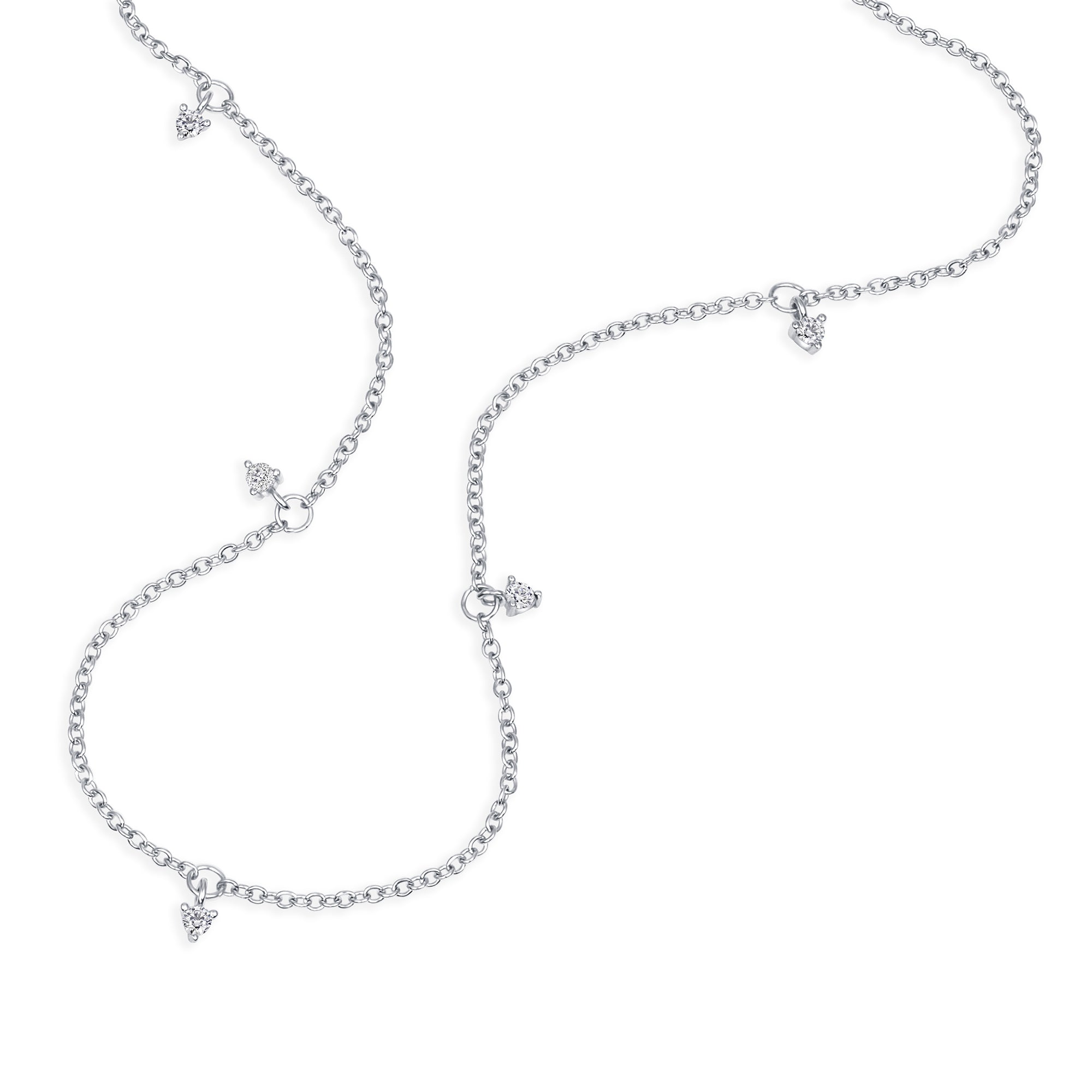5 Dangling Round Diamond Station Necklace