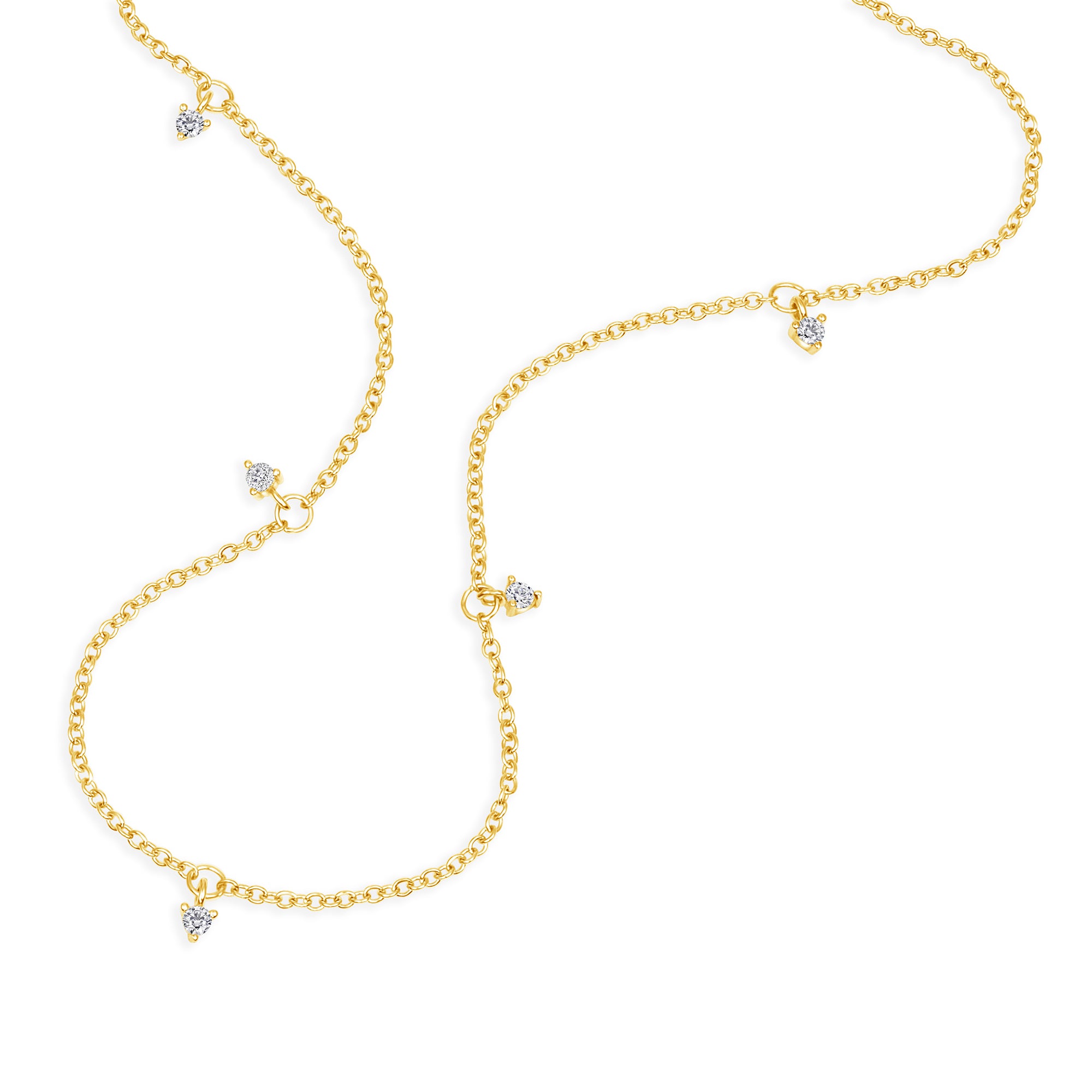 5 Dangling Round Diamond Station Necklace