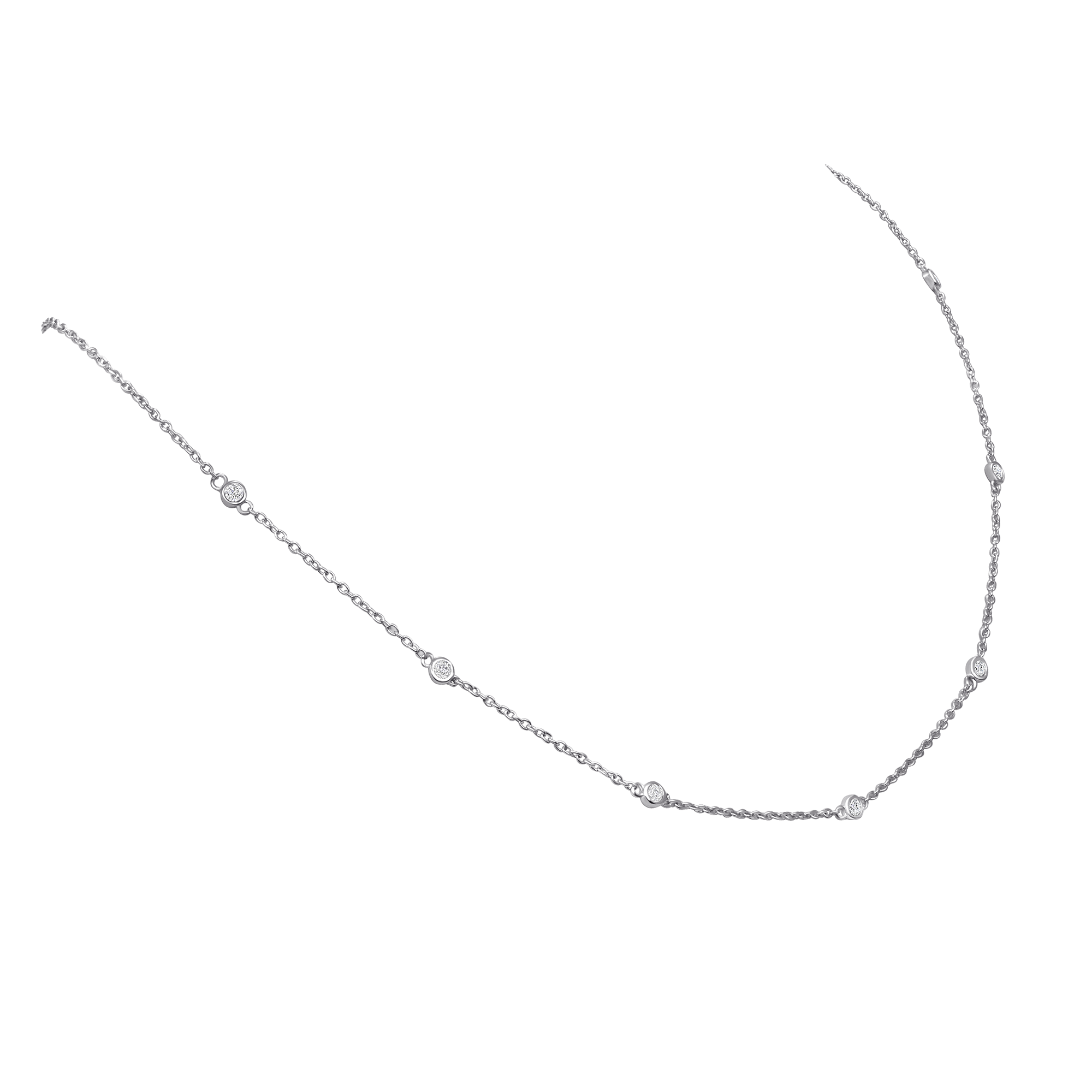 7 Bezel Round Diamond Station Necklace