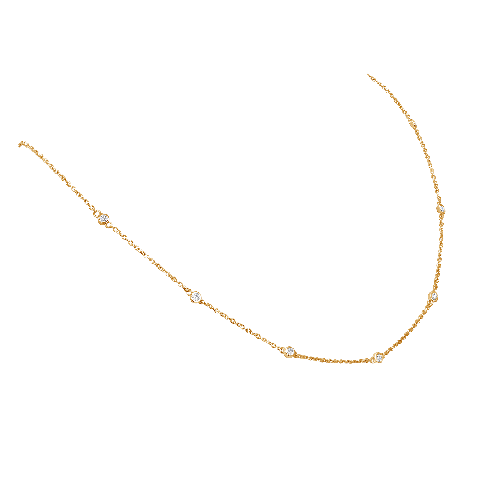 7 Bezel Round Diamond Station Necklace