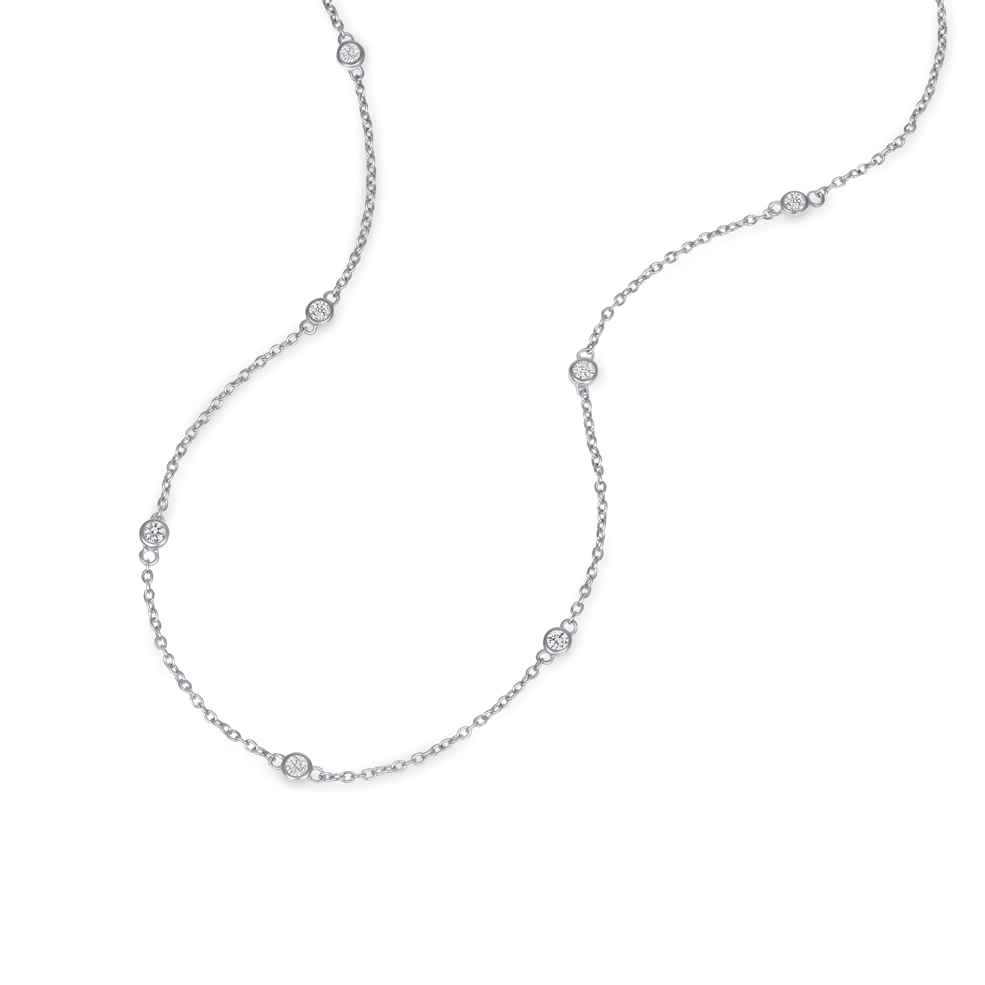 7 Bezel Round Diamond Station Necklace