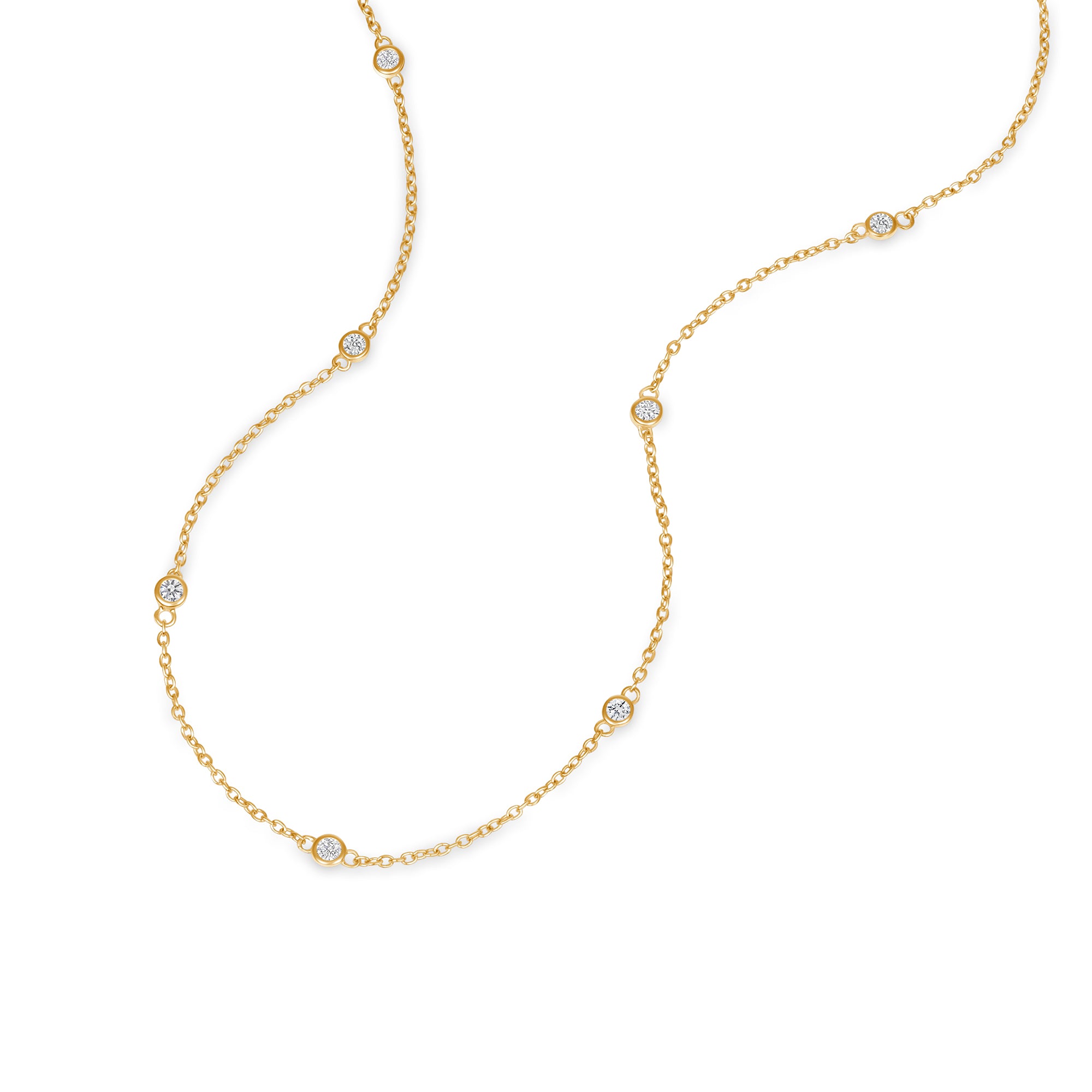 7 Bezel Round Diamond Station Necklace