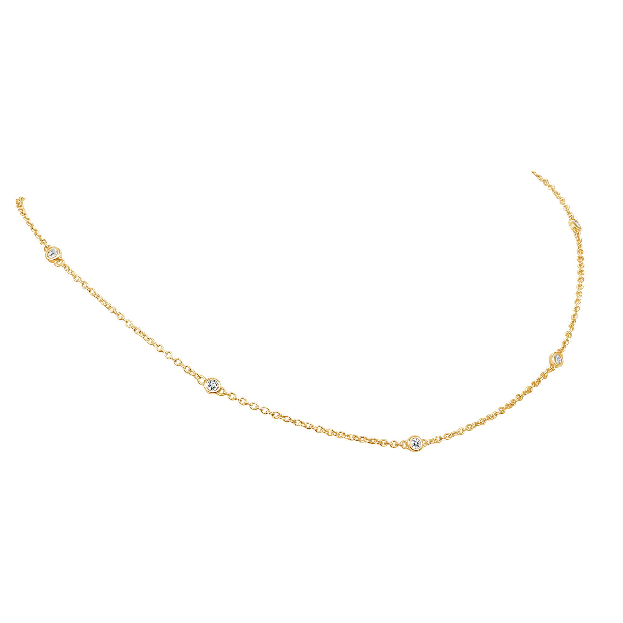 5 Bezel Round Diamond Station Necklace
