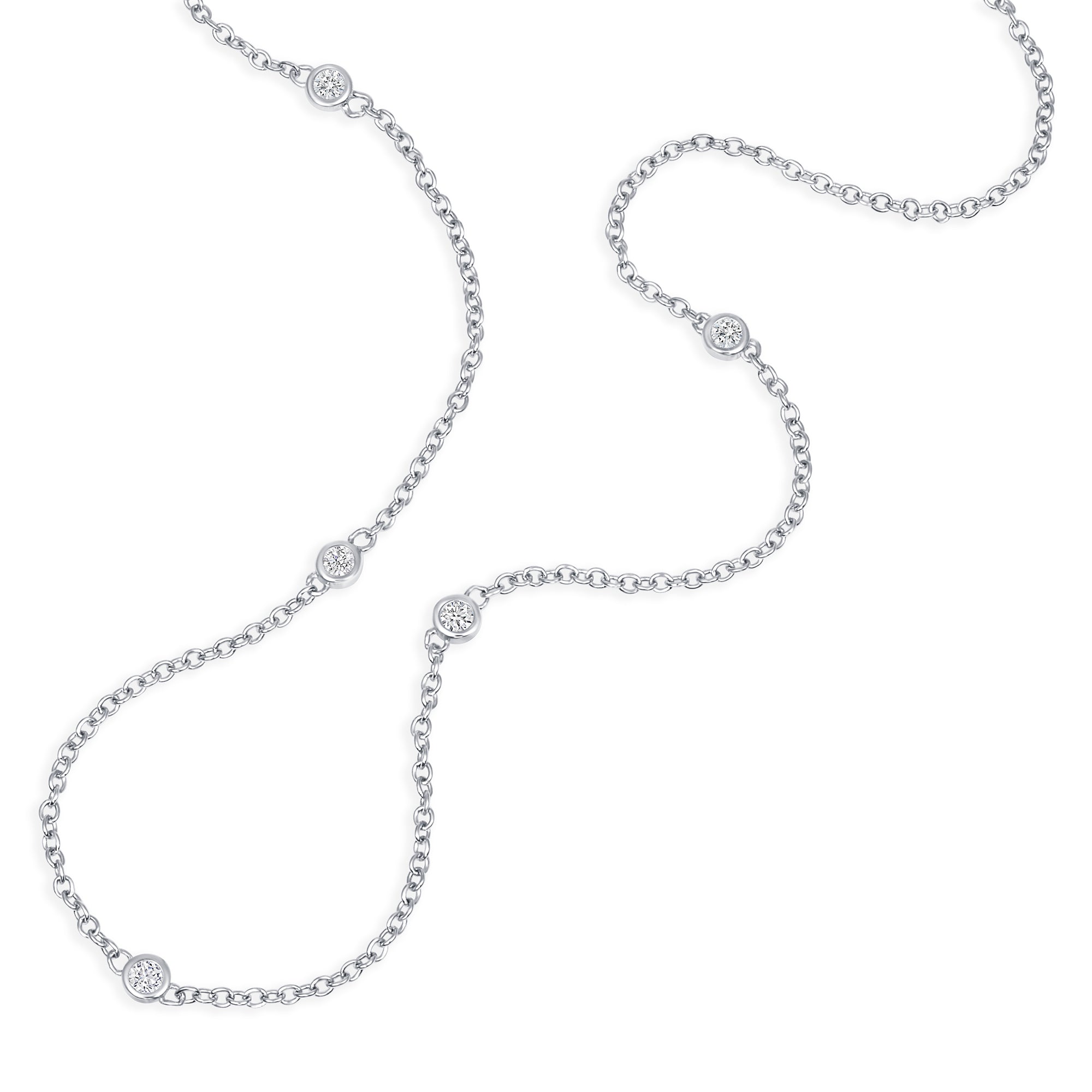5 Bezel Round Diamond Station Necklace