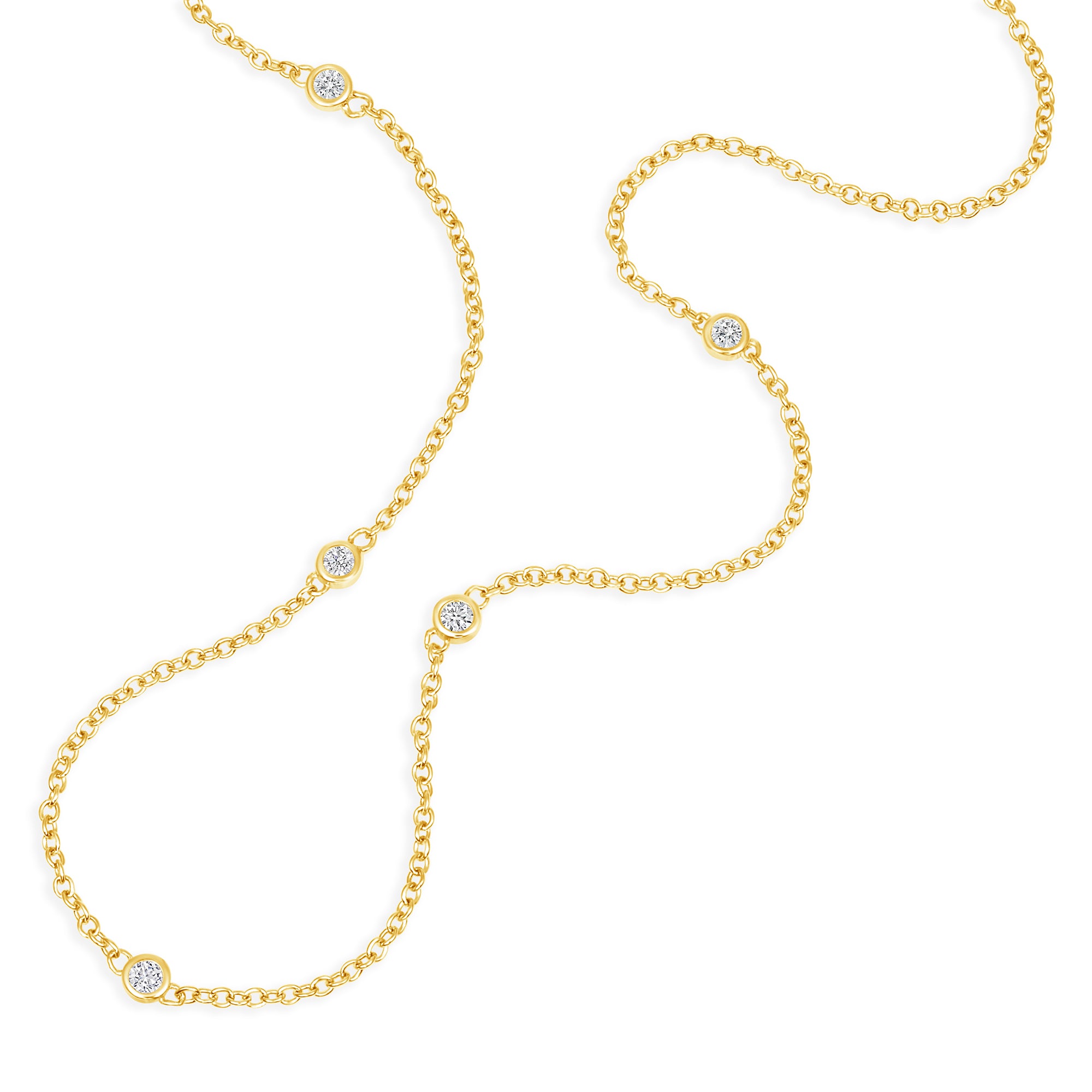 5 Bezel Round Diamond Station Necklace