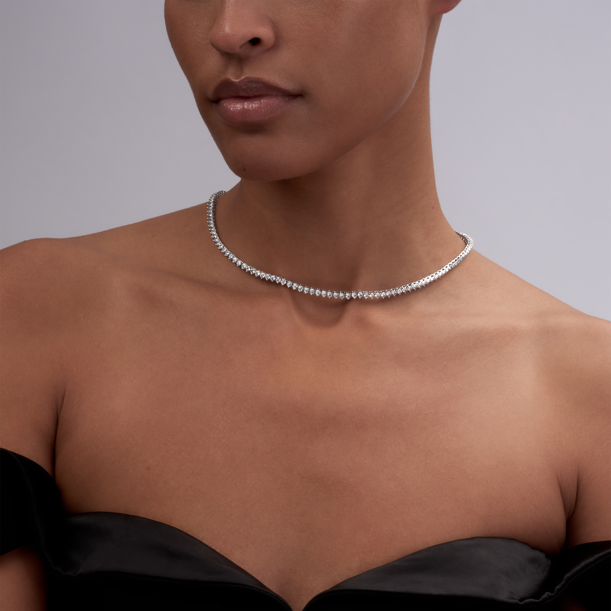 Girl wear Lab Grown Diamond Necklace
