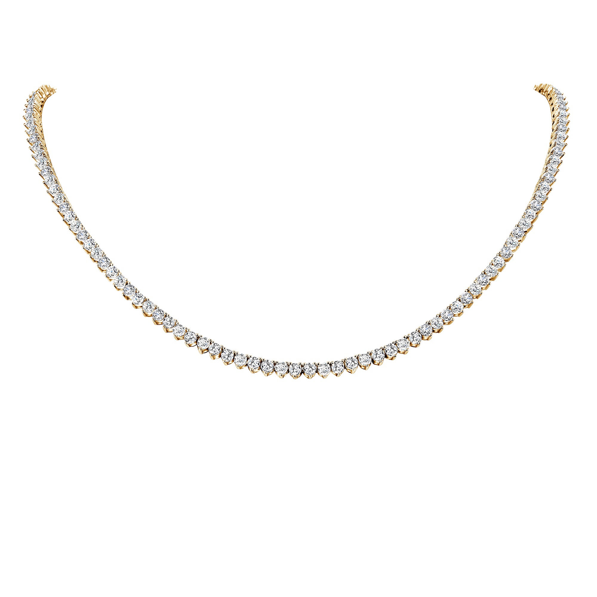 Round Three Prong Tennis Necklace (2.9mm)