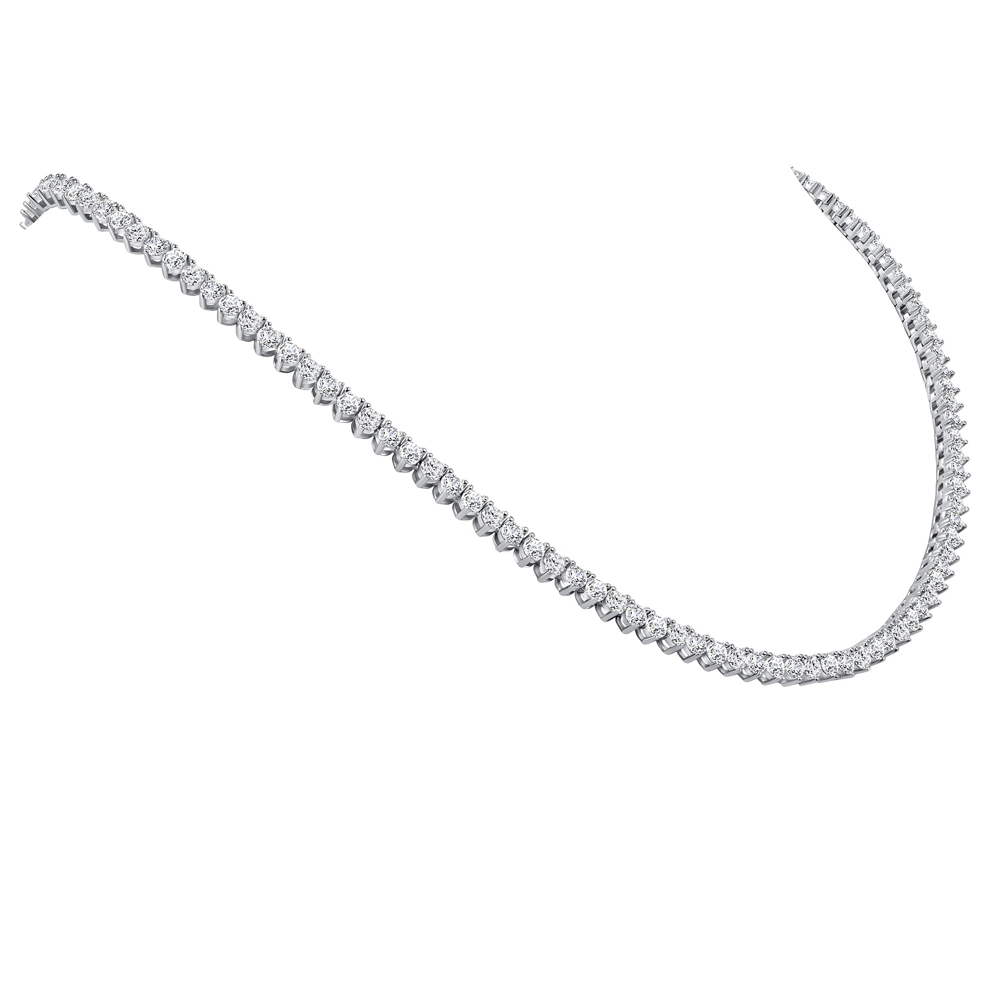 Round Three Prong Tennis Necklace (2.9mm)