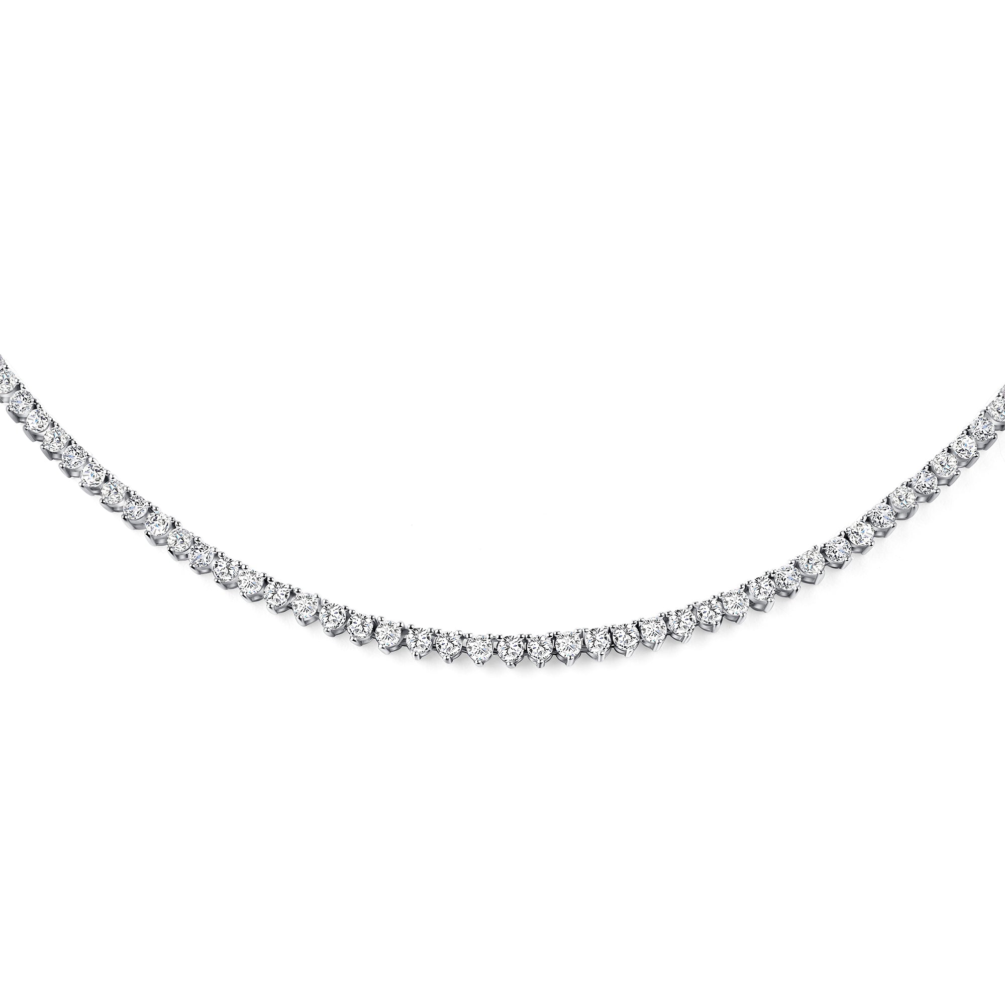 Round Three Prong Tennis Necklace (2.9mm)