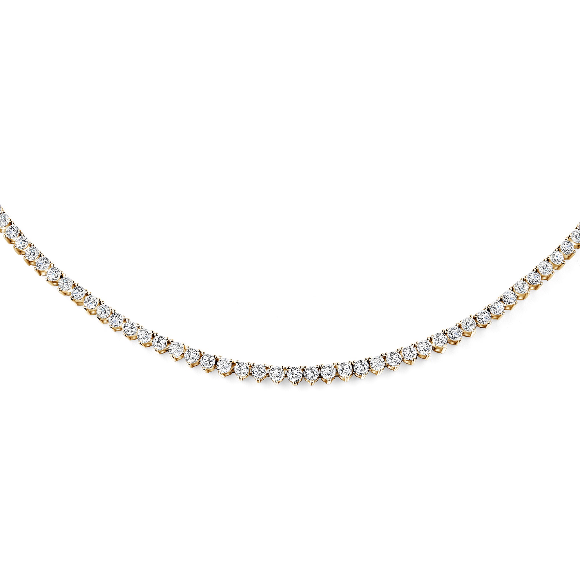 Round Three Prong Tennis Necklace (2.9mm)