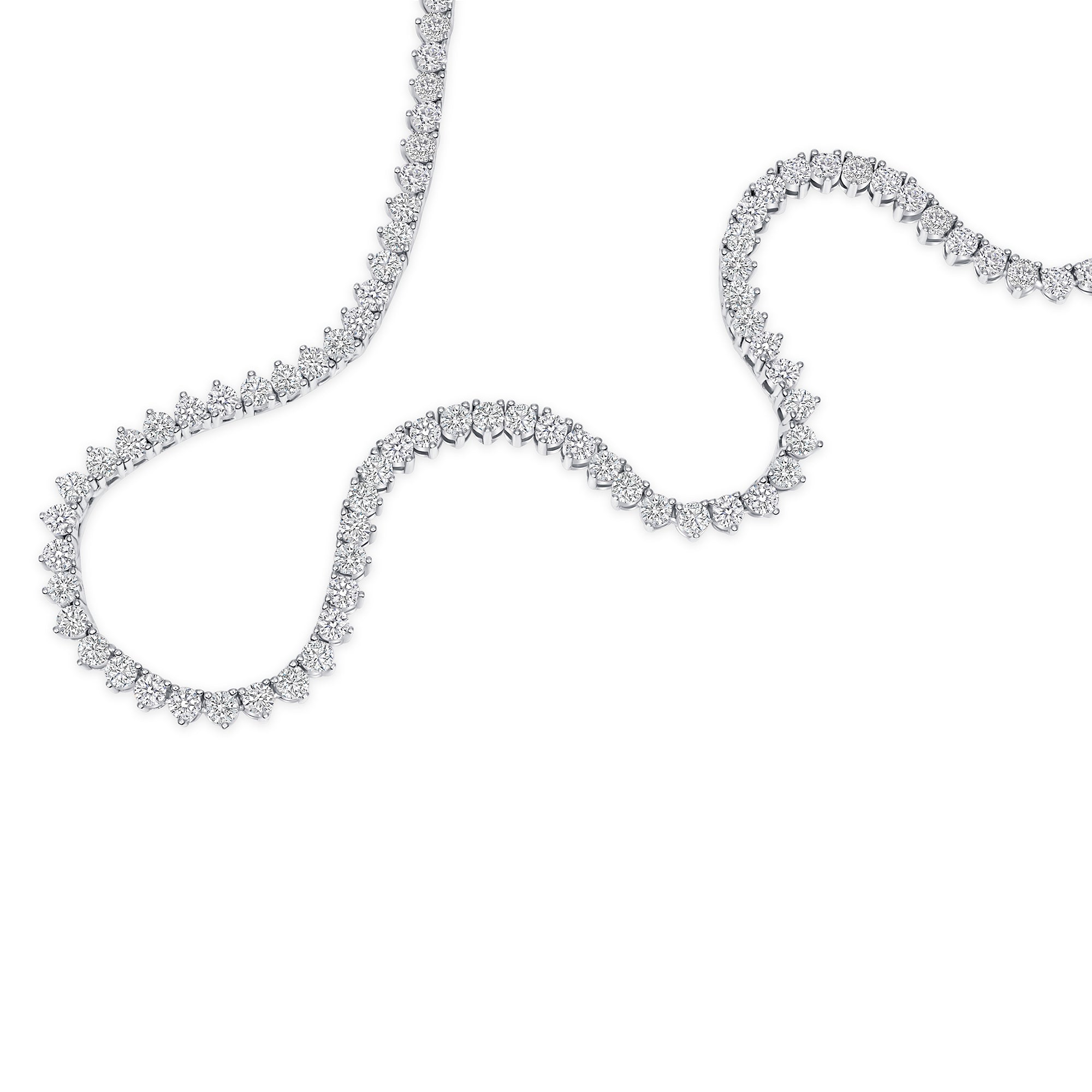 Round Three Prong Tennis Necklace (2.9mm)