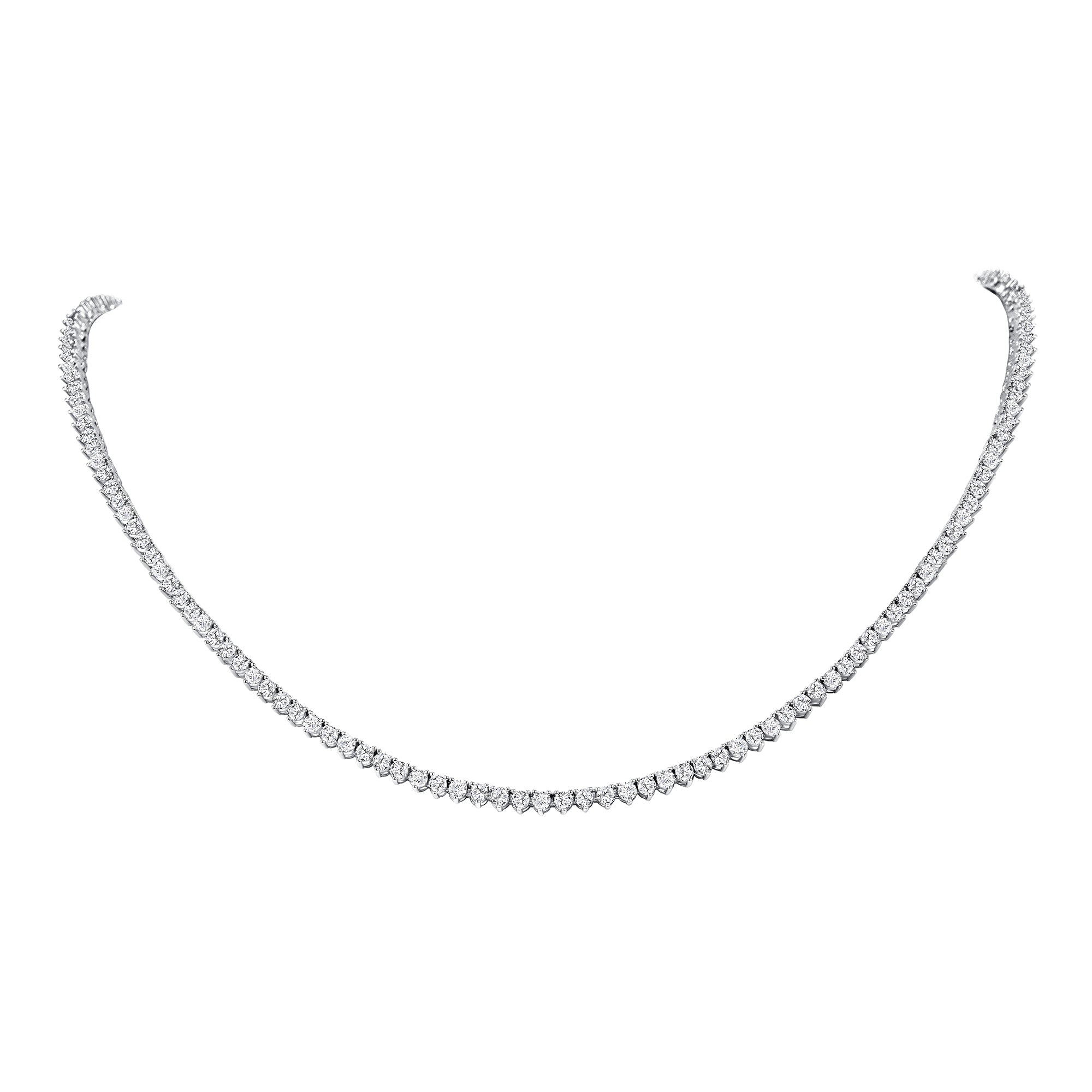 Round Three Prong Tennis Necklace (2.3mm)