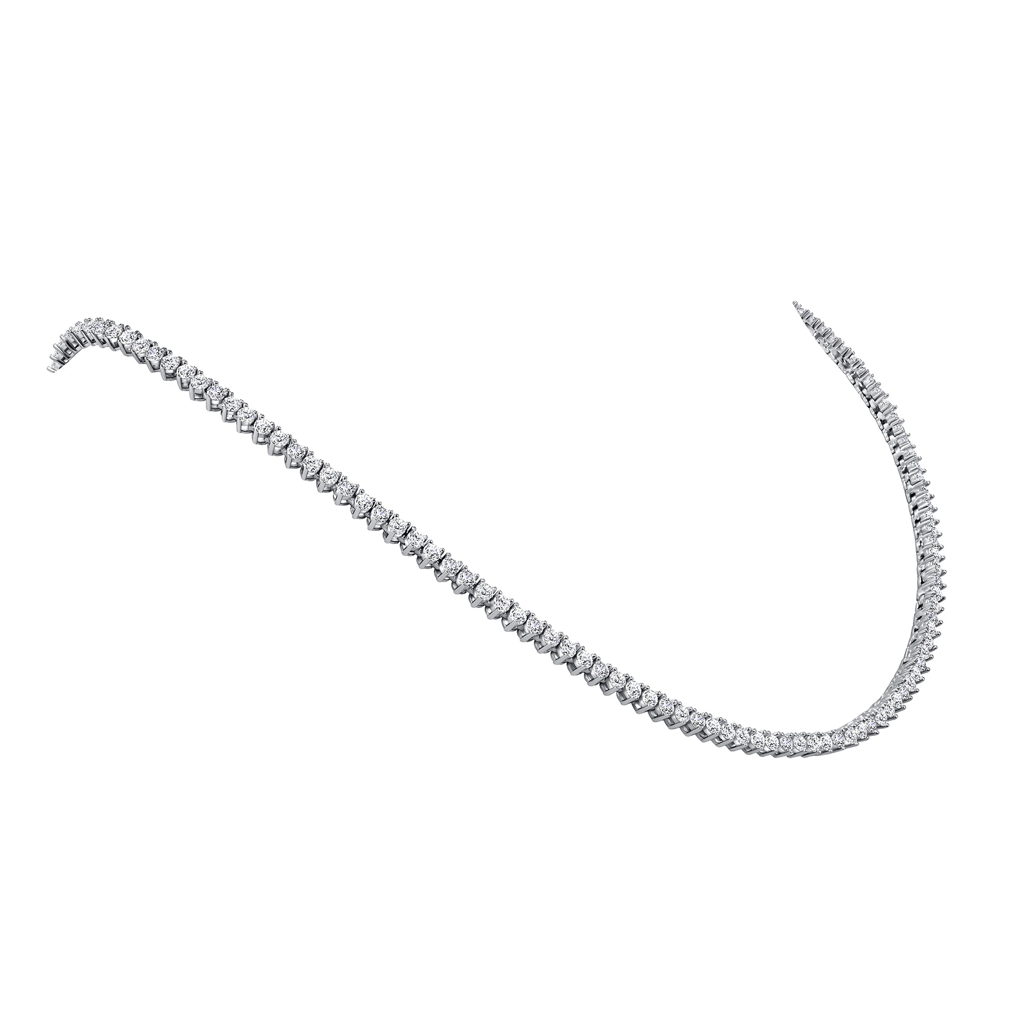 Round Three Prong Tennis Necklace (2.3mm)