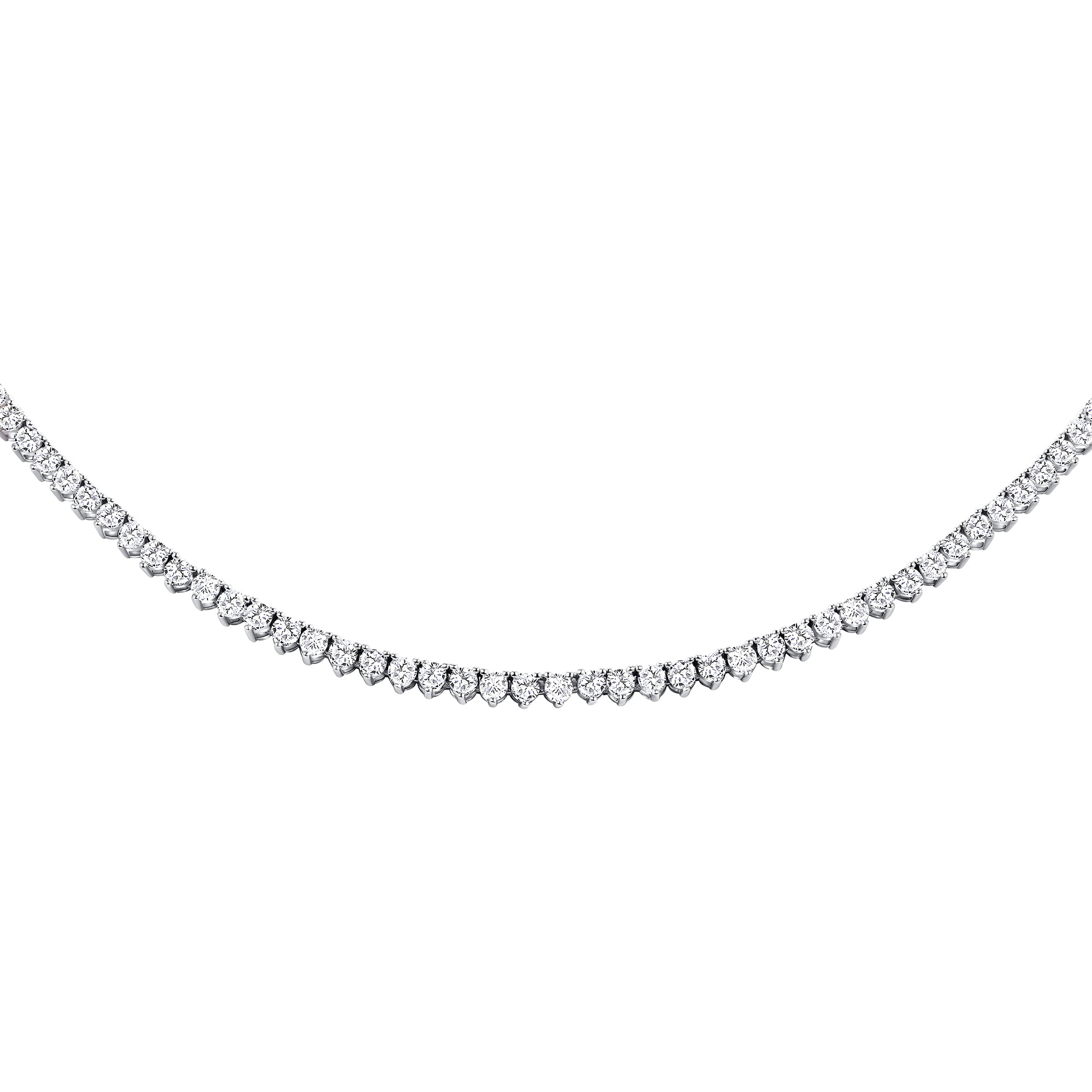 Round Three Prong Tennis Necklace (2.3mm)