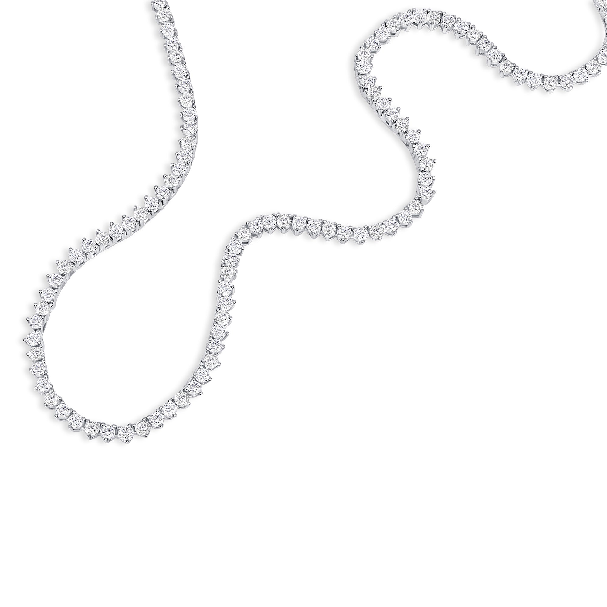Round Three Prong Tennis Necklace (2.3mm)