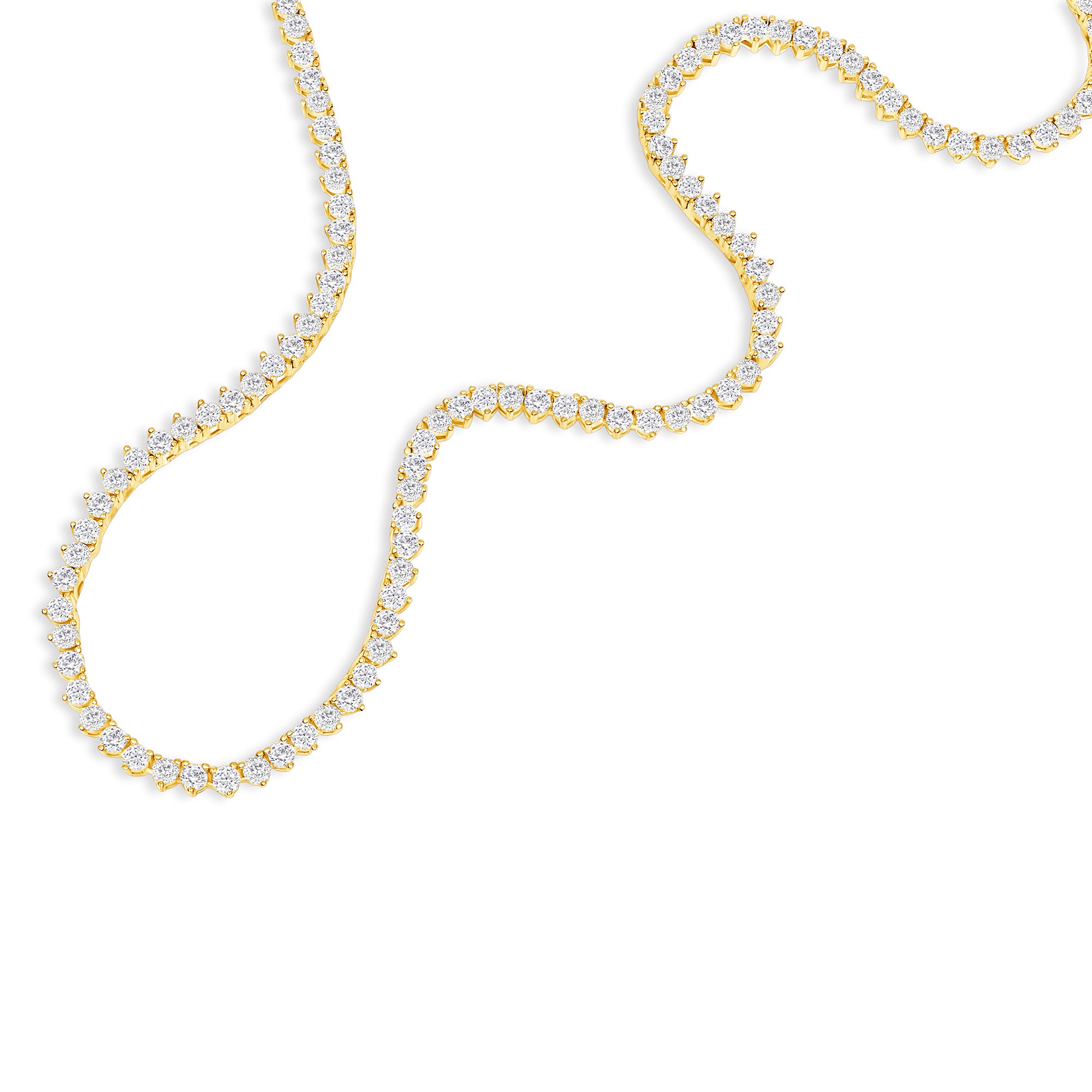 Round Three Prong Tennis Necklace (2.3mm)