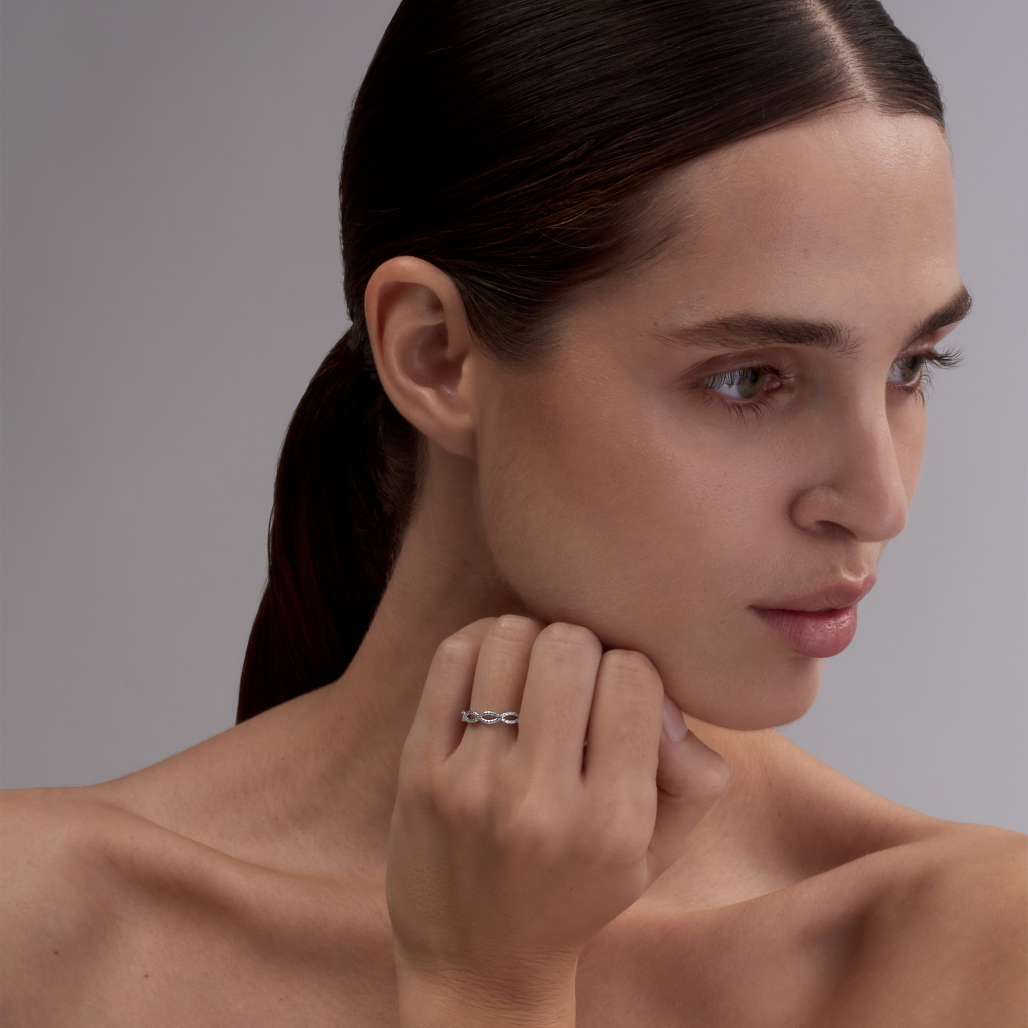 Infinity Round Pavé Stacking Ring