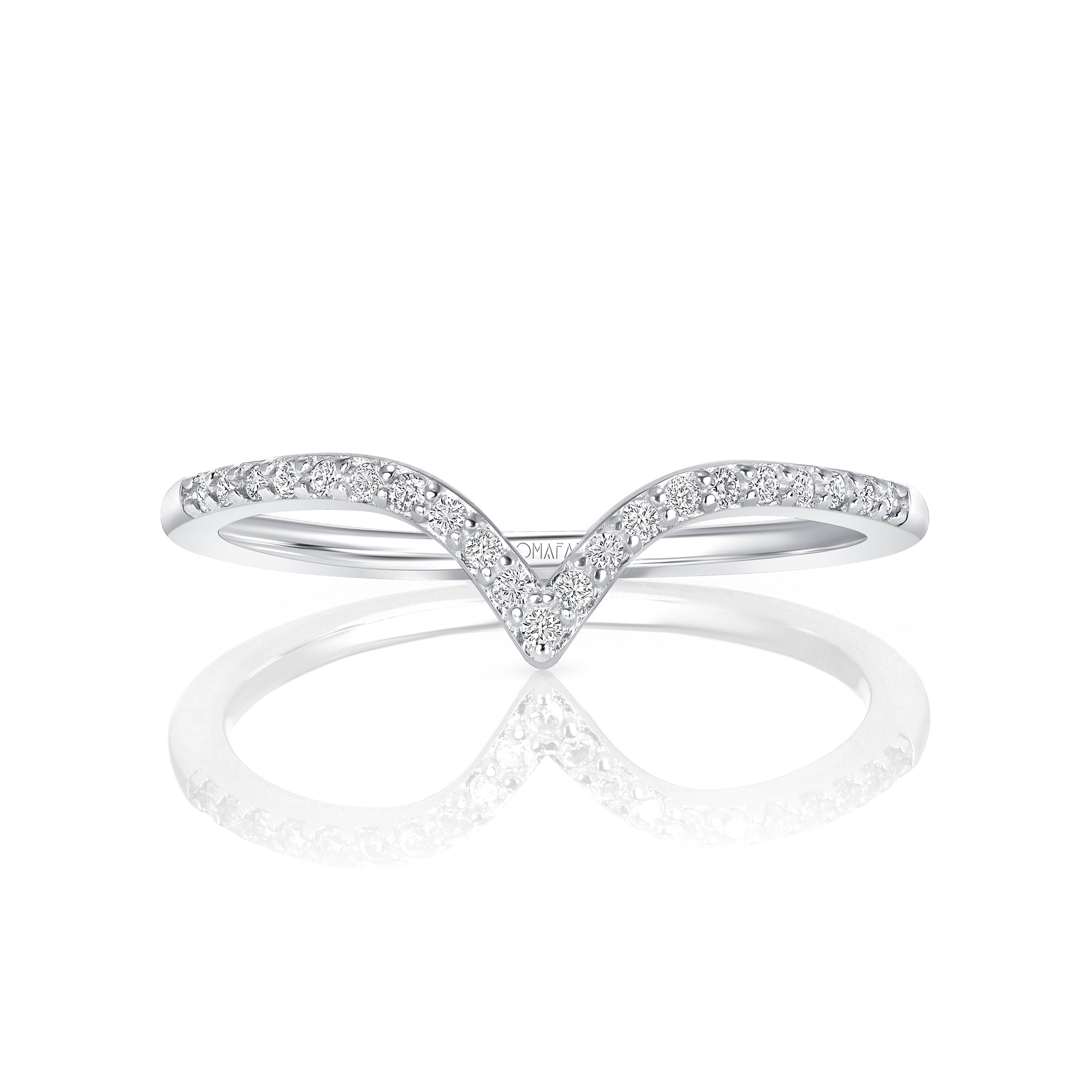 Chevron Round Pavé Stacking Ring