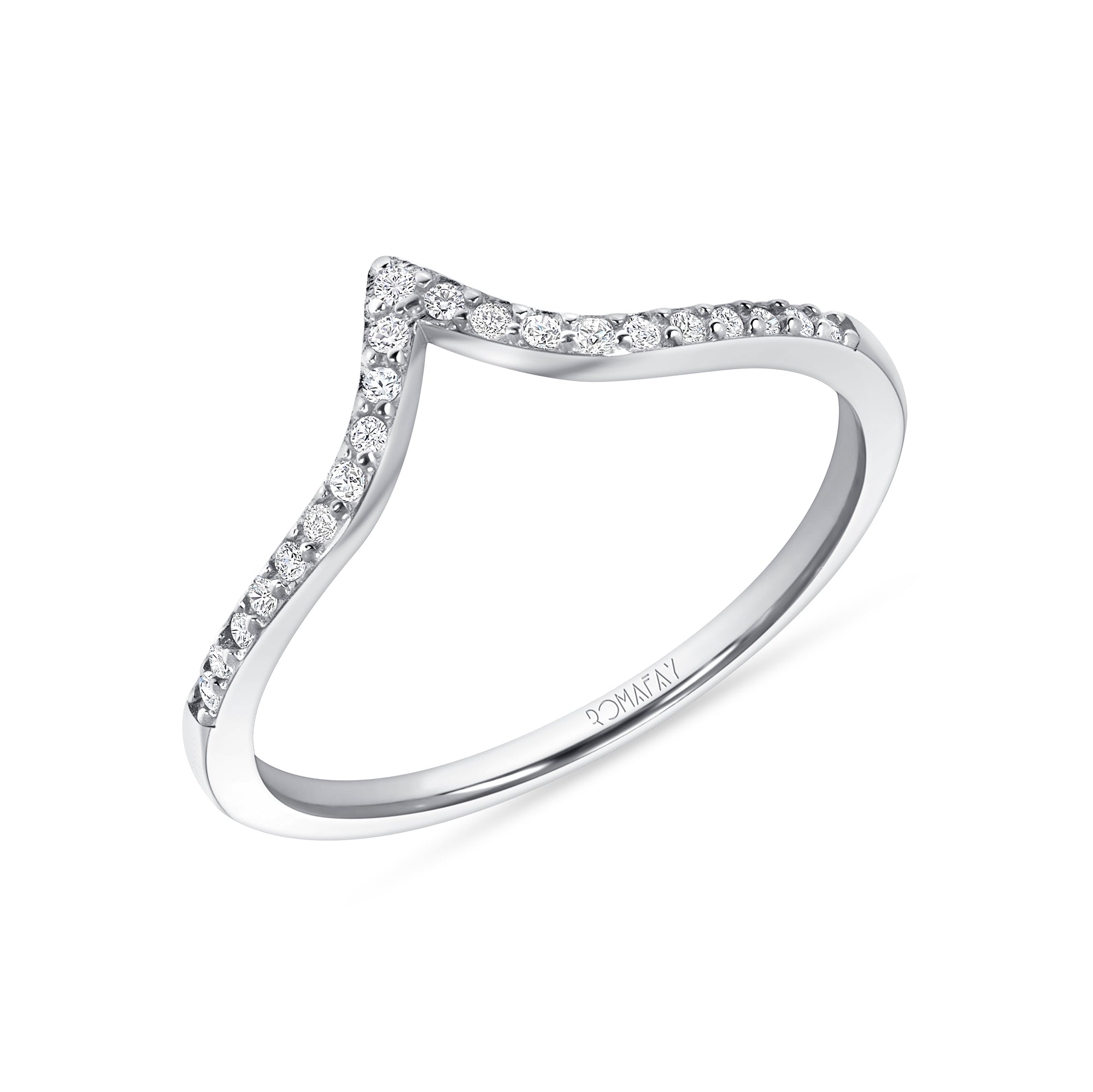 Chevron Round Pavé Stacking Ring