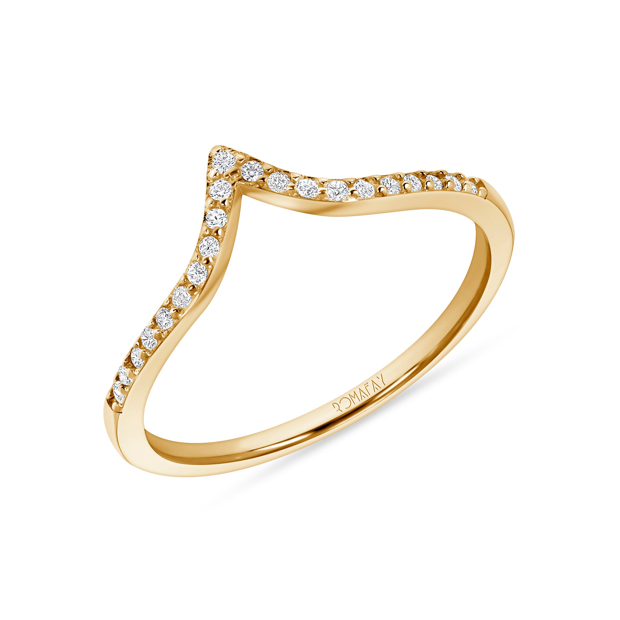 Chevron Round Pavé Stacking Ring