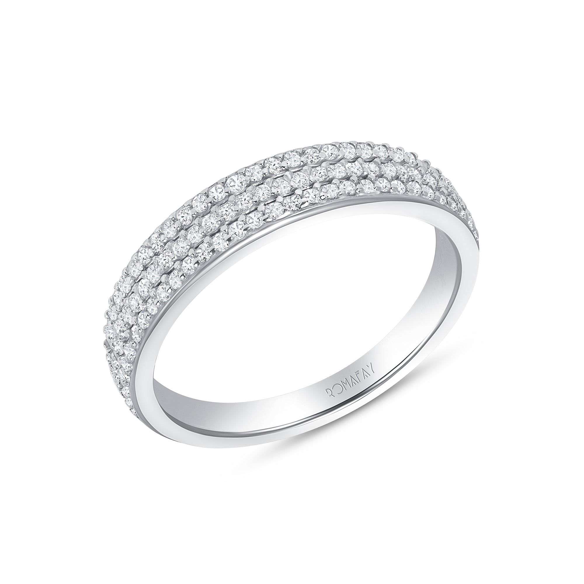 Triple Row Pavé Stacking Ring